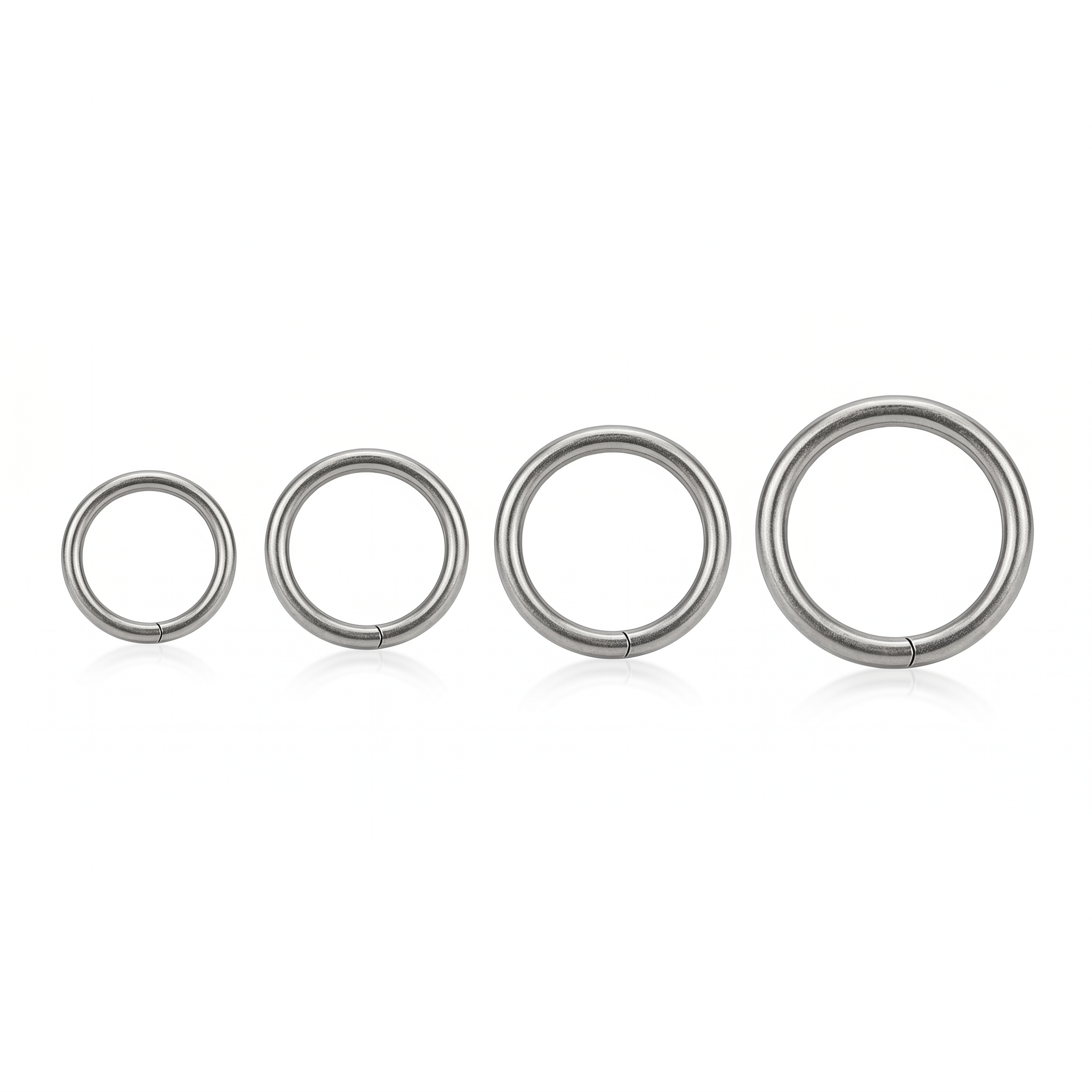 seamless nose hoop sizes on a white background — G23 titanium 20G