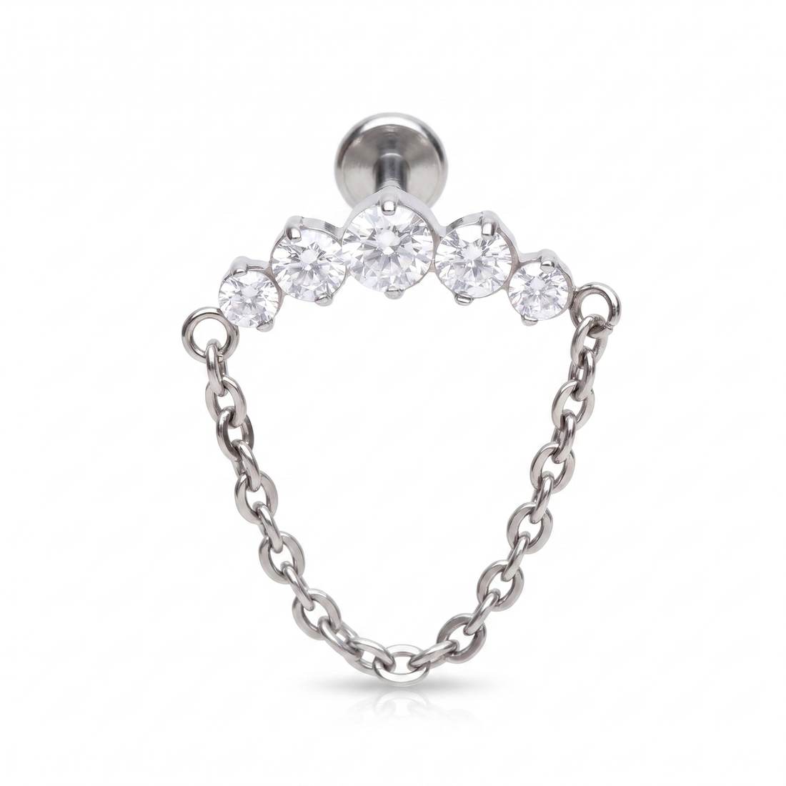 Silver Front Helix Piercing · flat helix stud