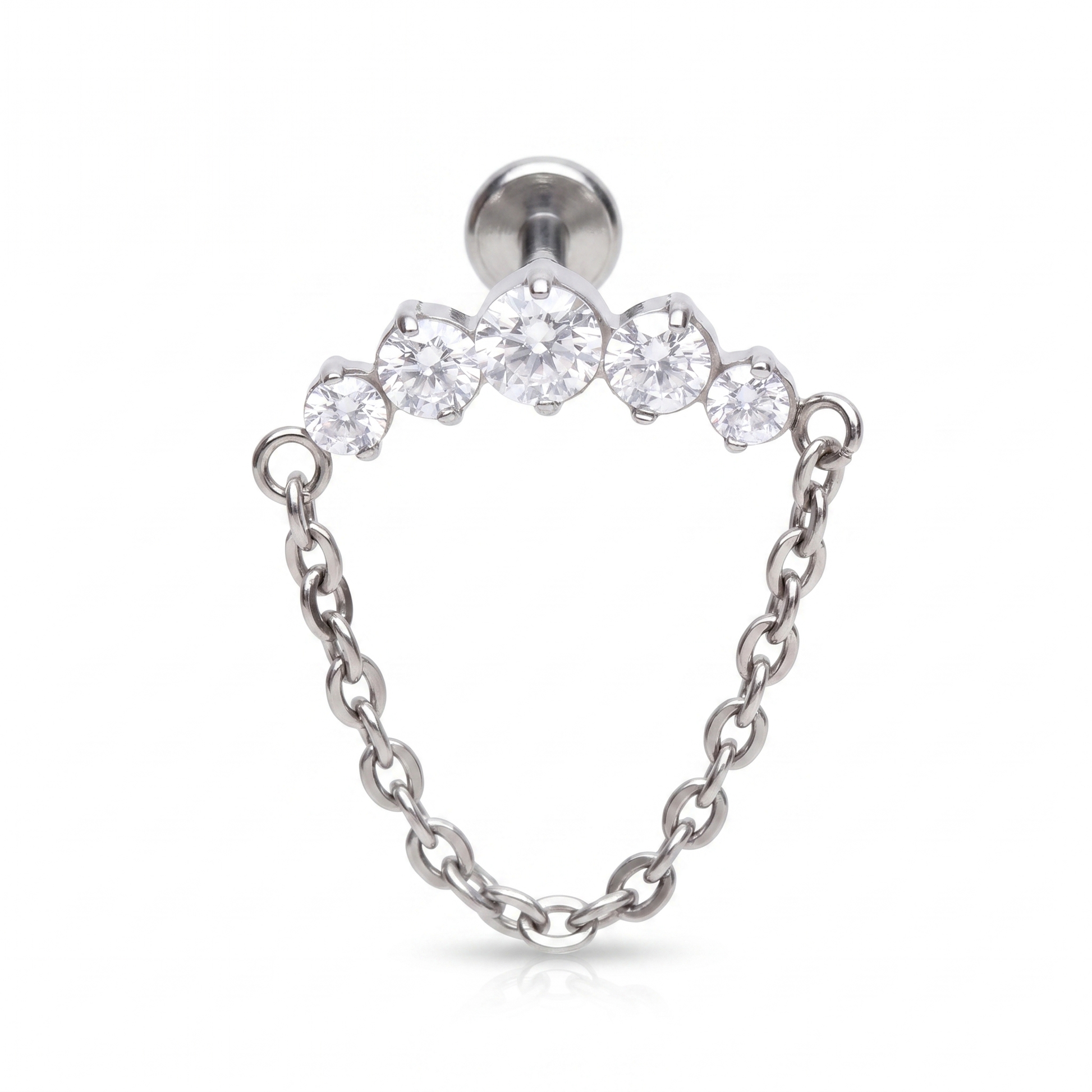 Silver Front Helix Piercing - 16g titanium cartilage stud