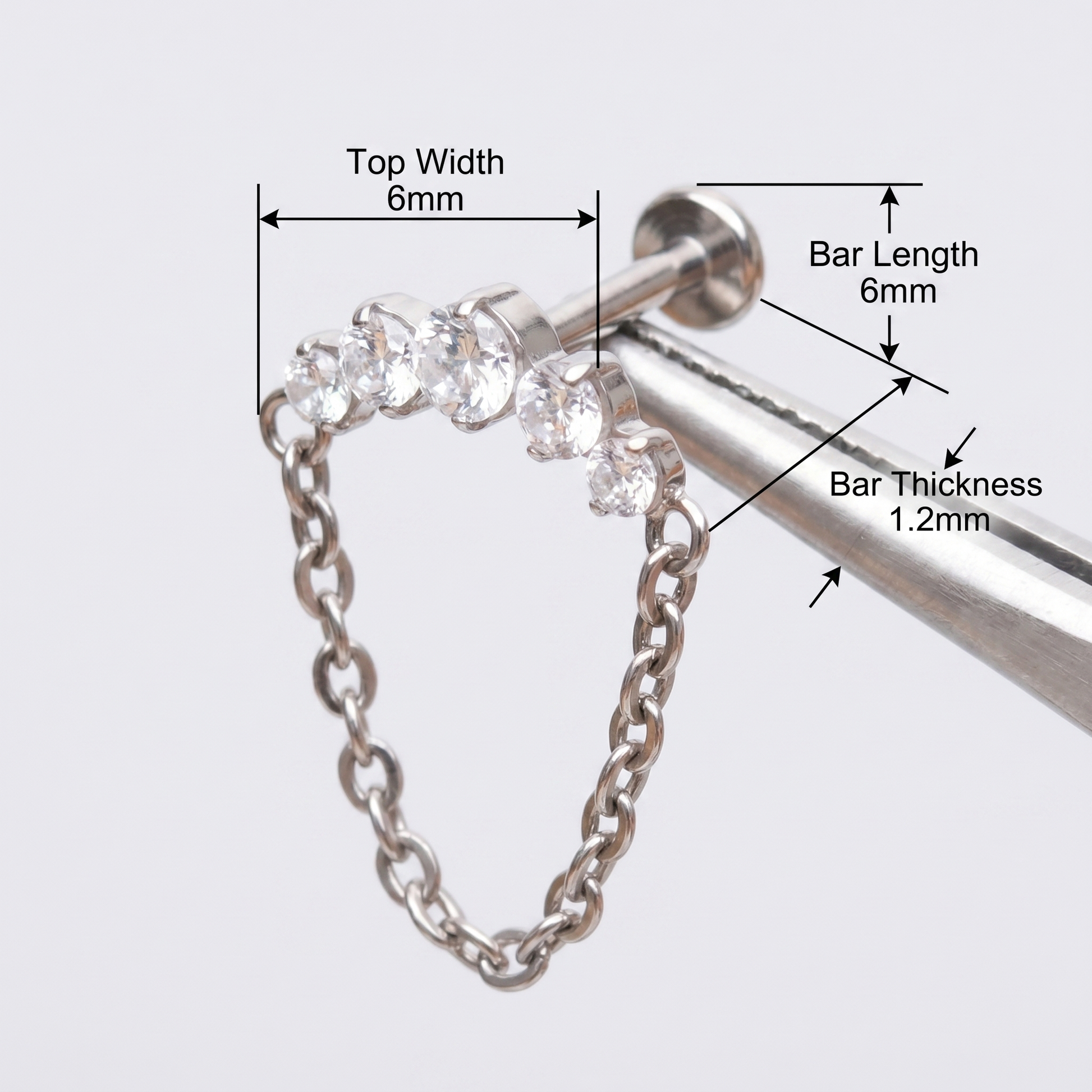 Silver Front Helix Piercing - Silver chain piercing diagram