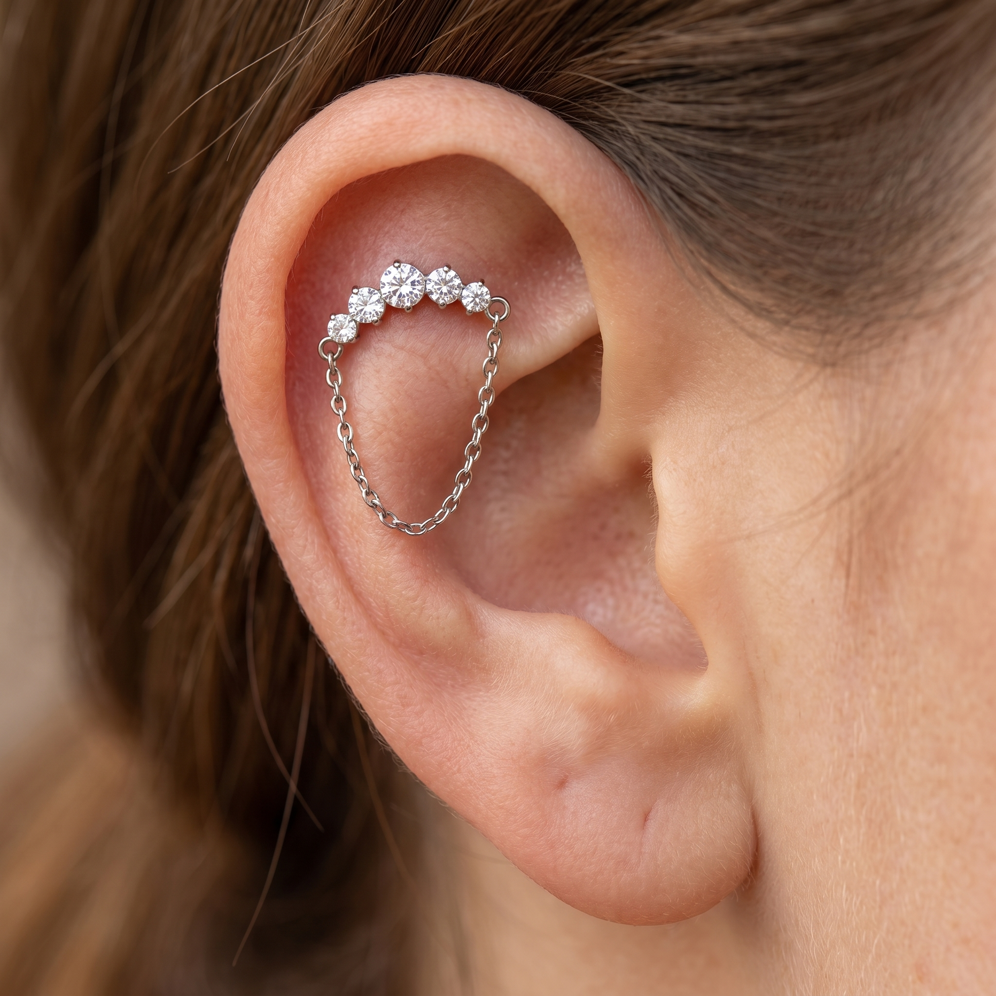 Silver Front Helix Piercing · flat helix stud