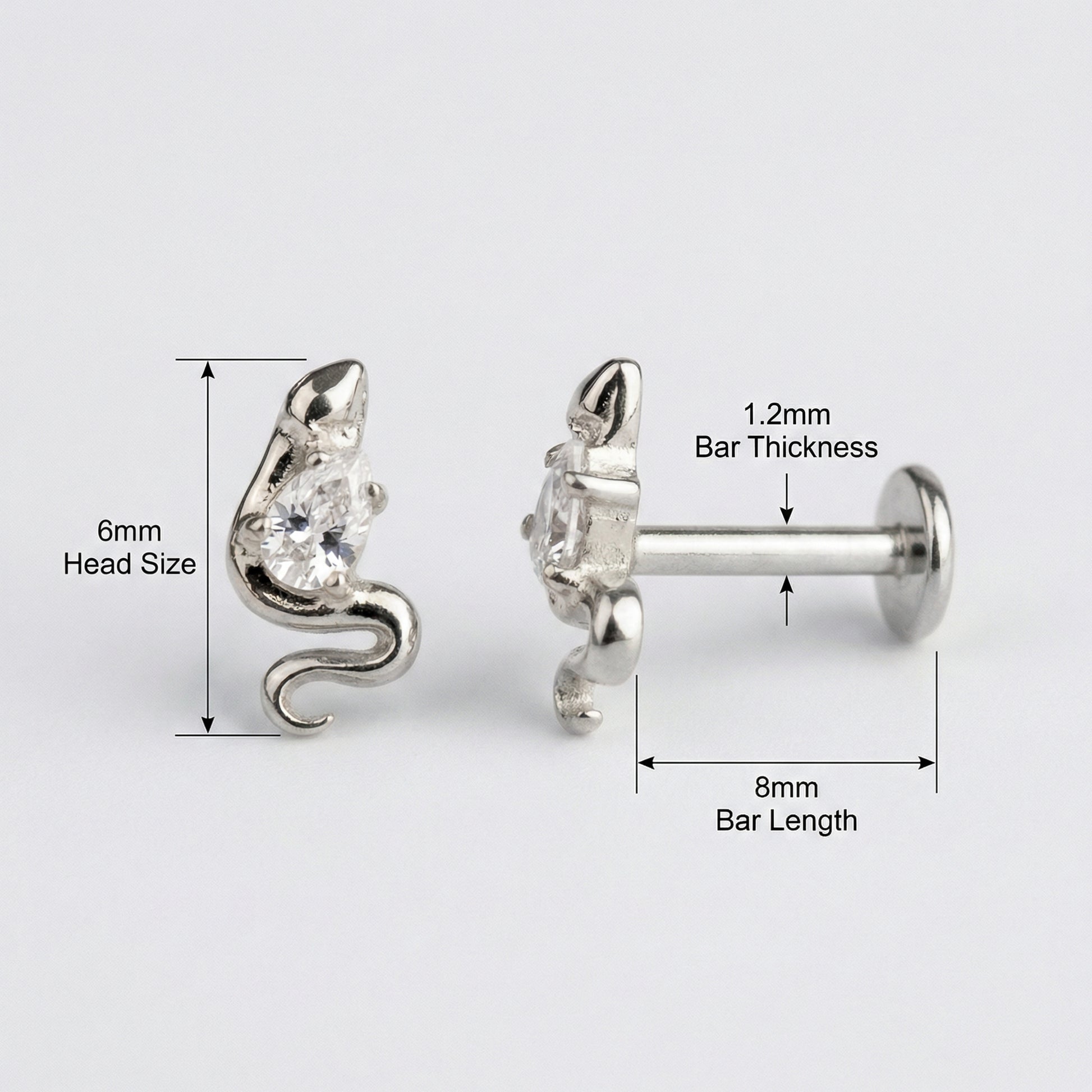 Forward Helix Ear Piercing - Sizing diagram for the