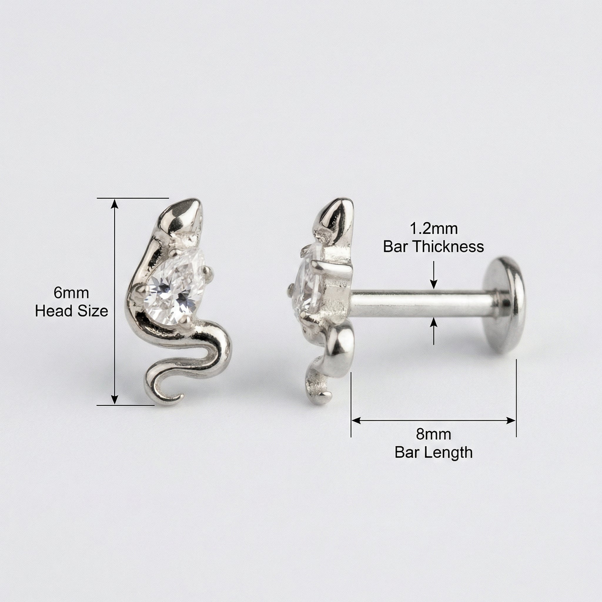 Forward Helix Ear Piercing - Sizing diagram for the
