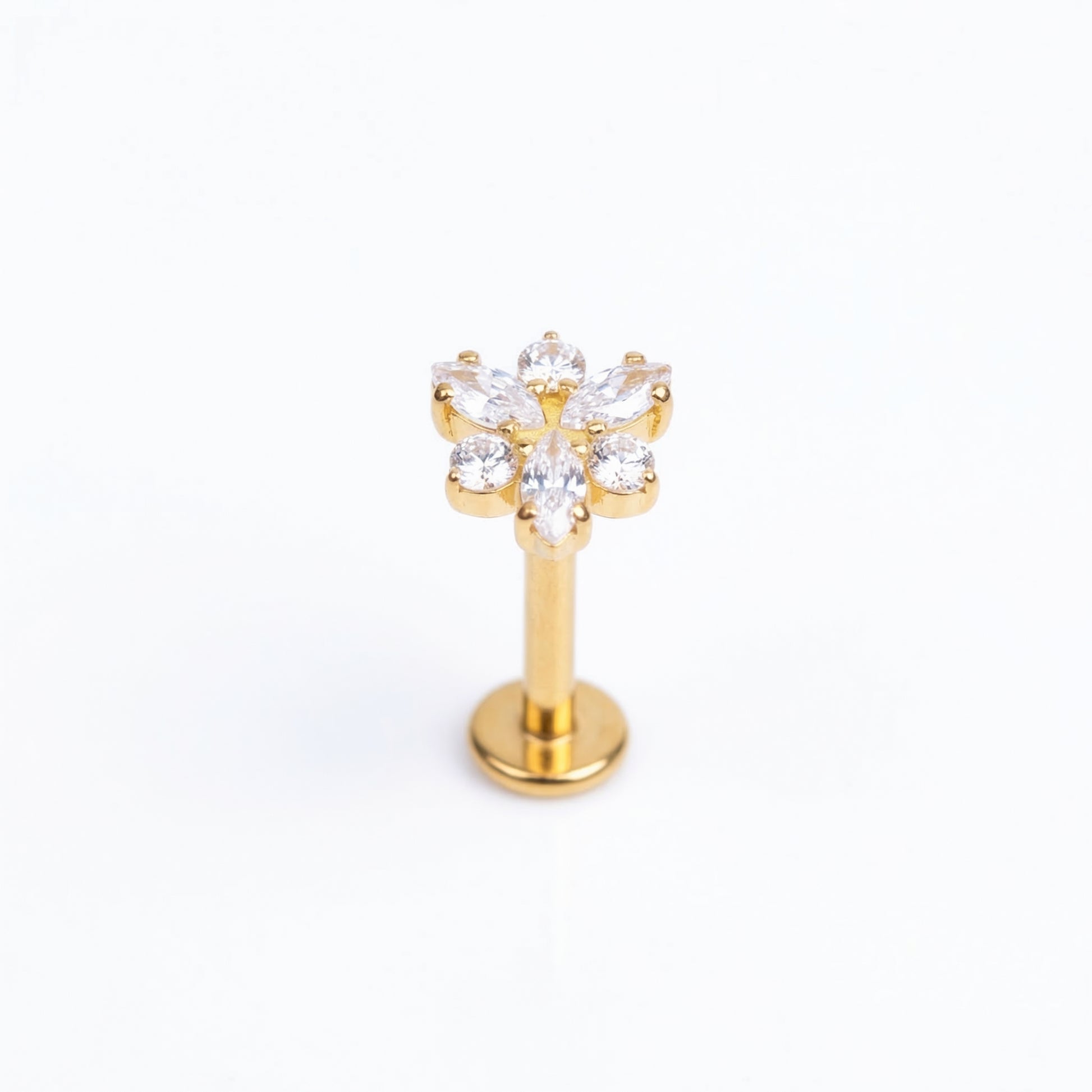 Snowflake Front Helix Piercing - Single gold titanium featuring