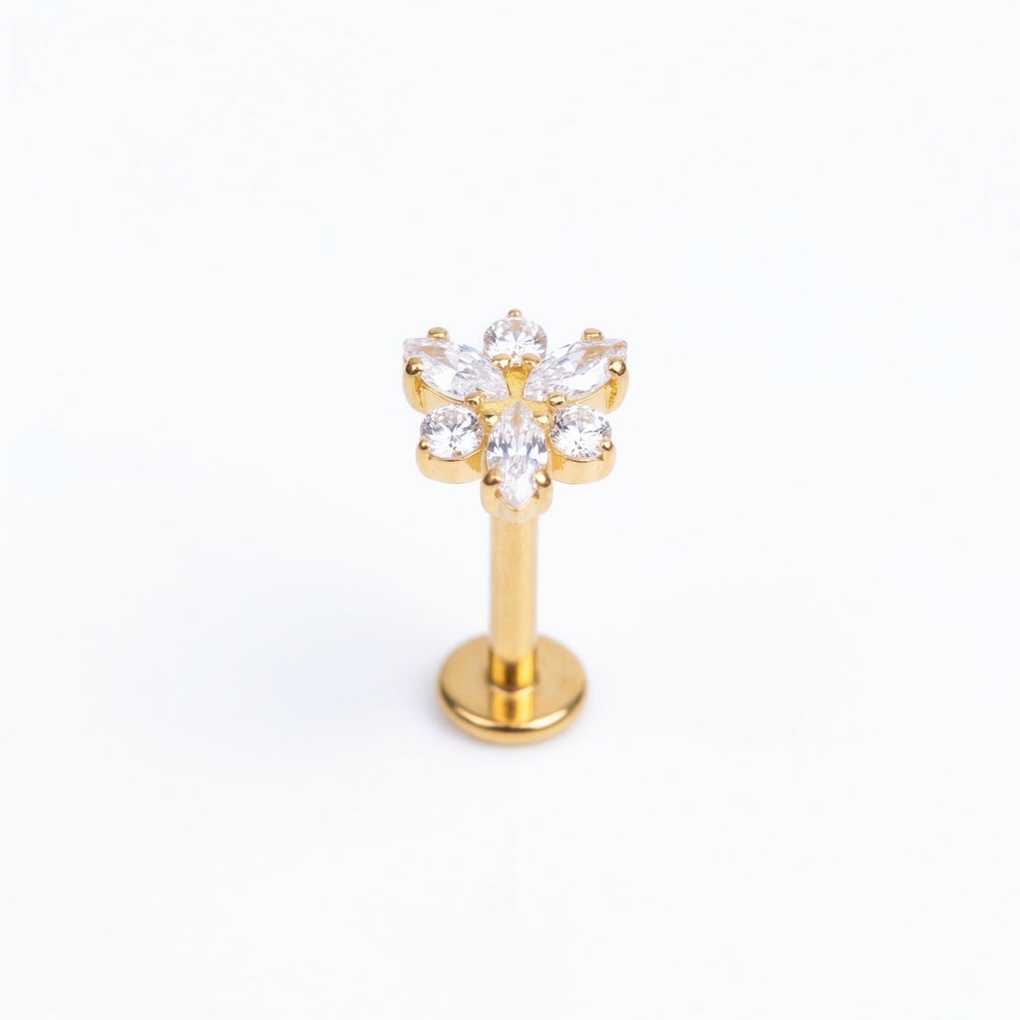 Snowflake Front Helix Piercing - Single gold titanium featuring