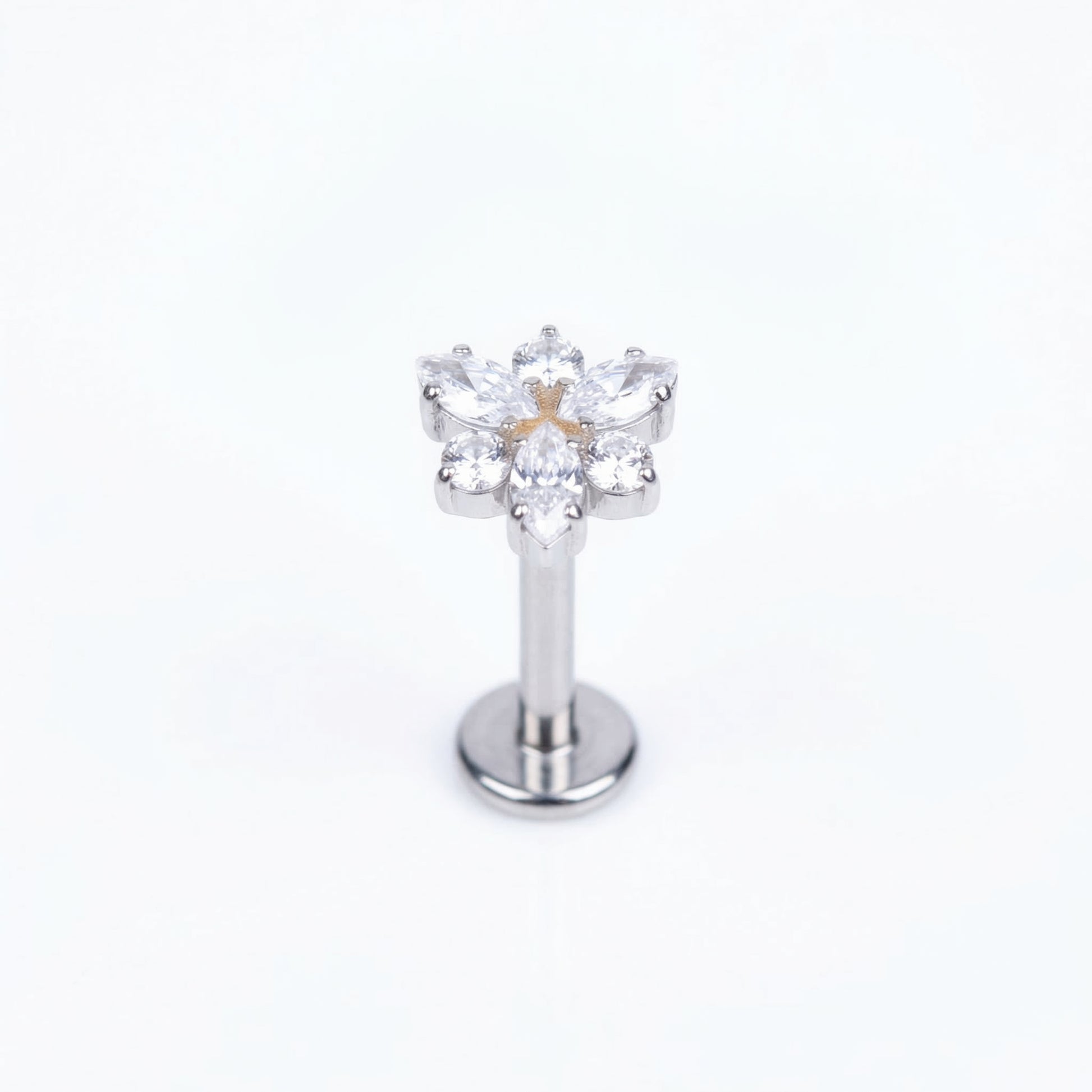 Snowflake Front Helix Piercing - Single silver 16g snowflake