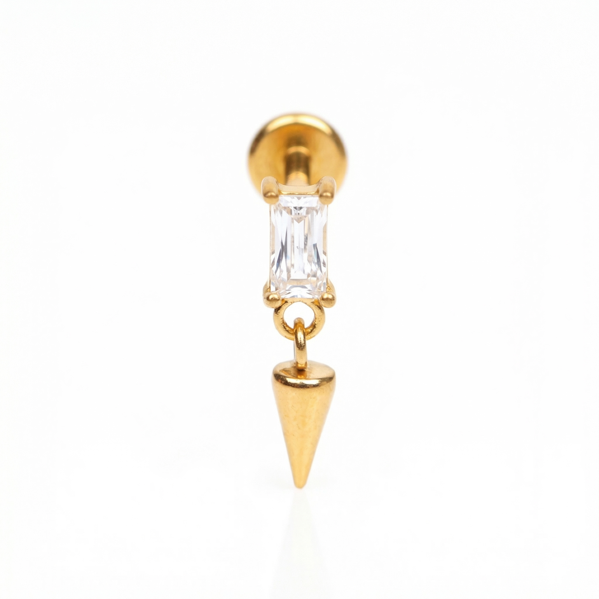 Spike Front Helix Piercing - Single gold titanium earring