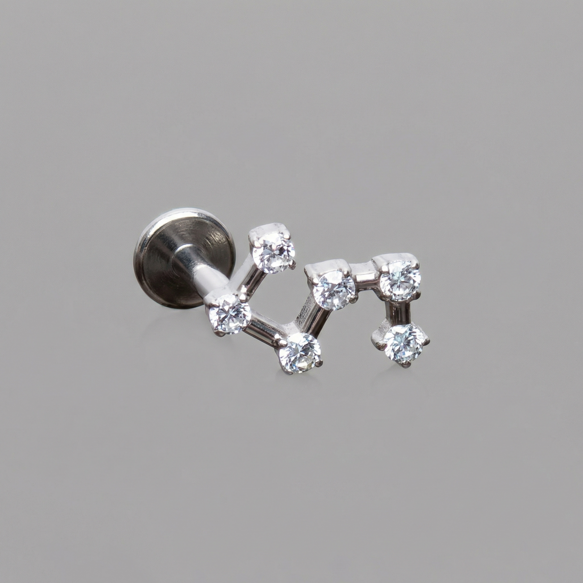 Star Hidden Helix Piercing - Silver titanium star cluster