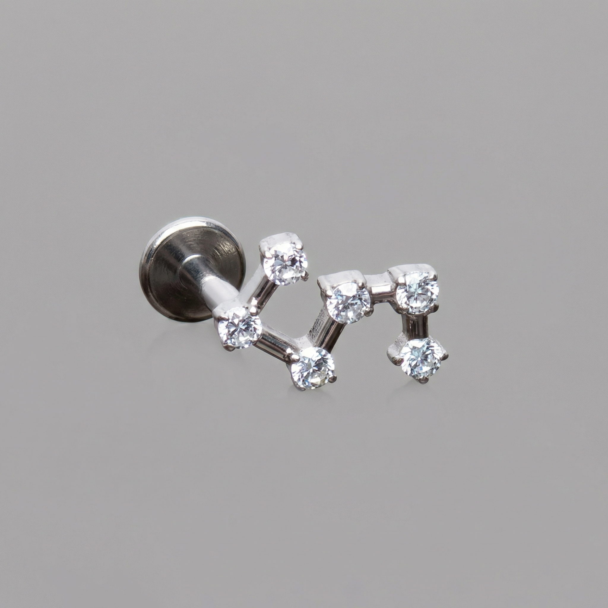 Star Hidden Helix Piercing - Silver titanium star cluster