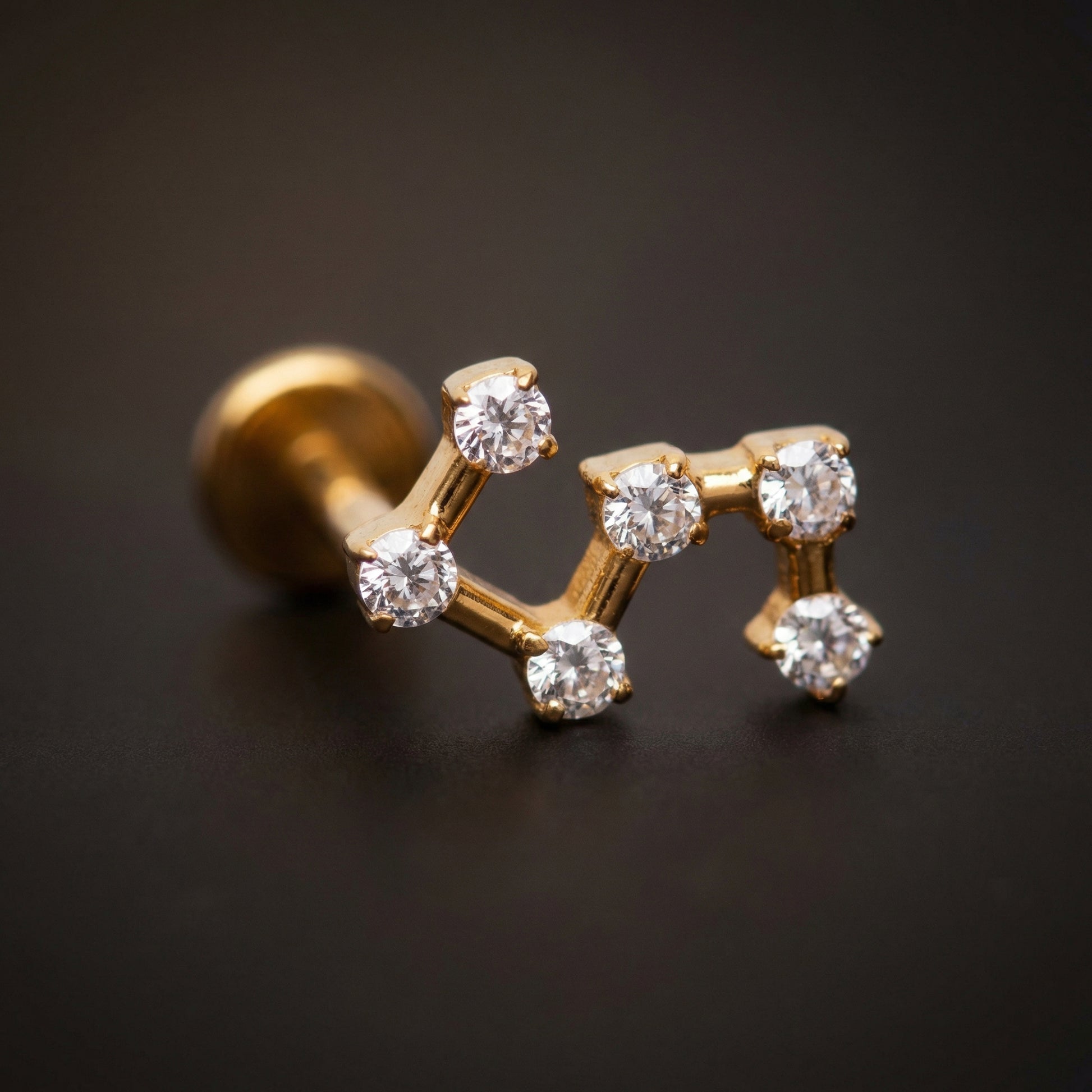 Star Hidden Helix Piercing - Gold star cluster piercing