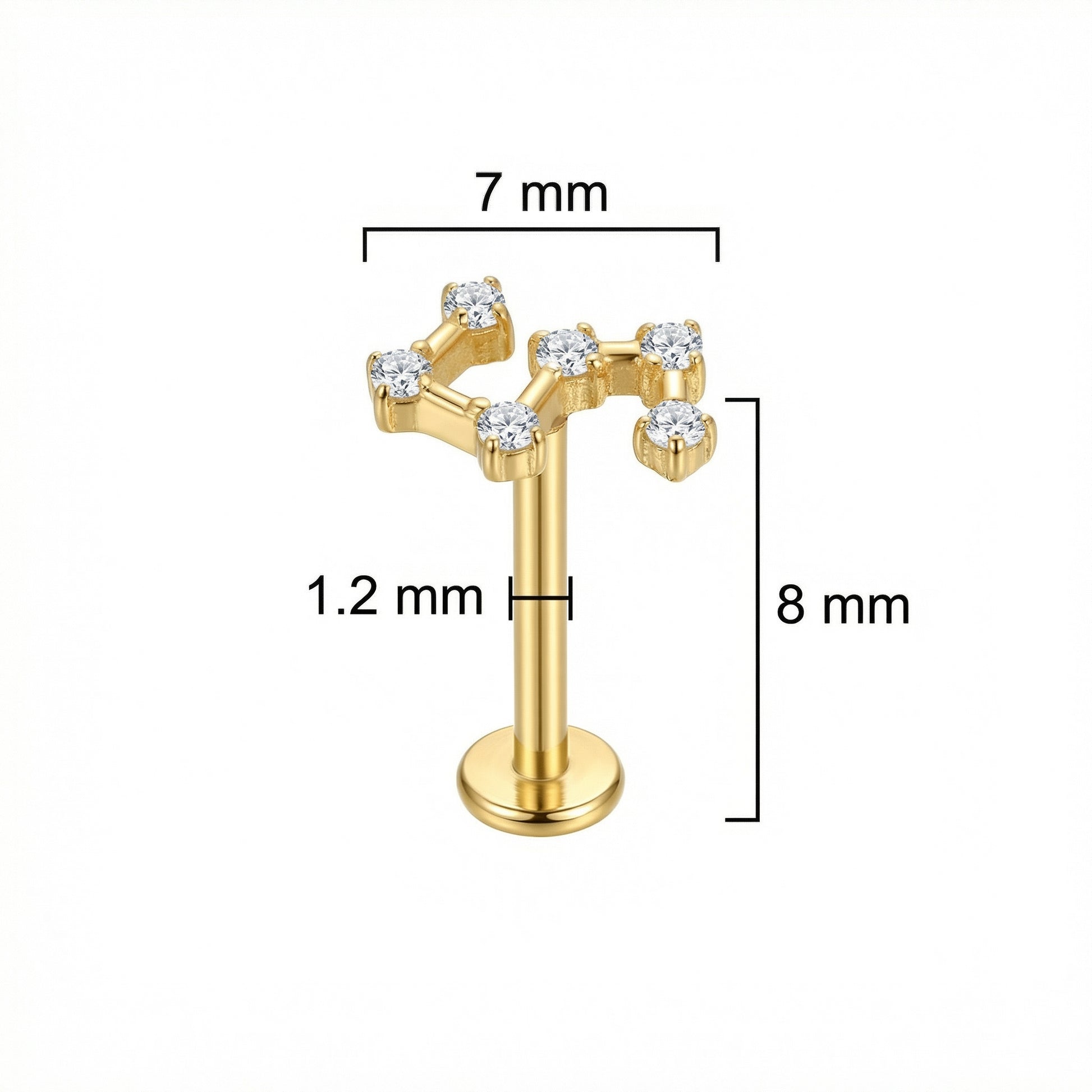 Star Hidden Helix Piercing - Sizing chart diagram for