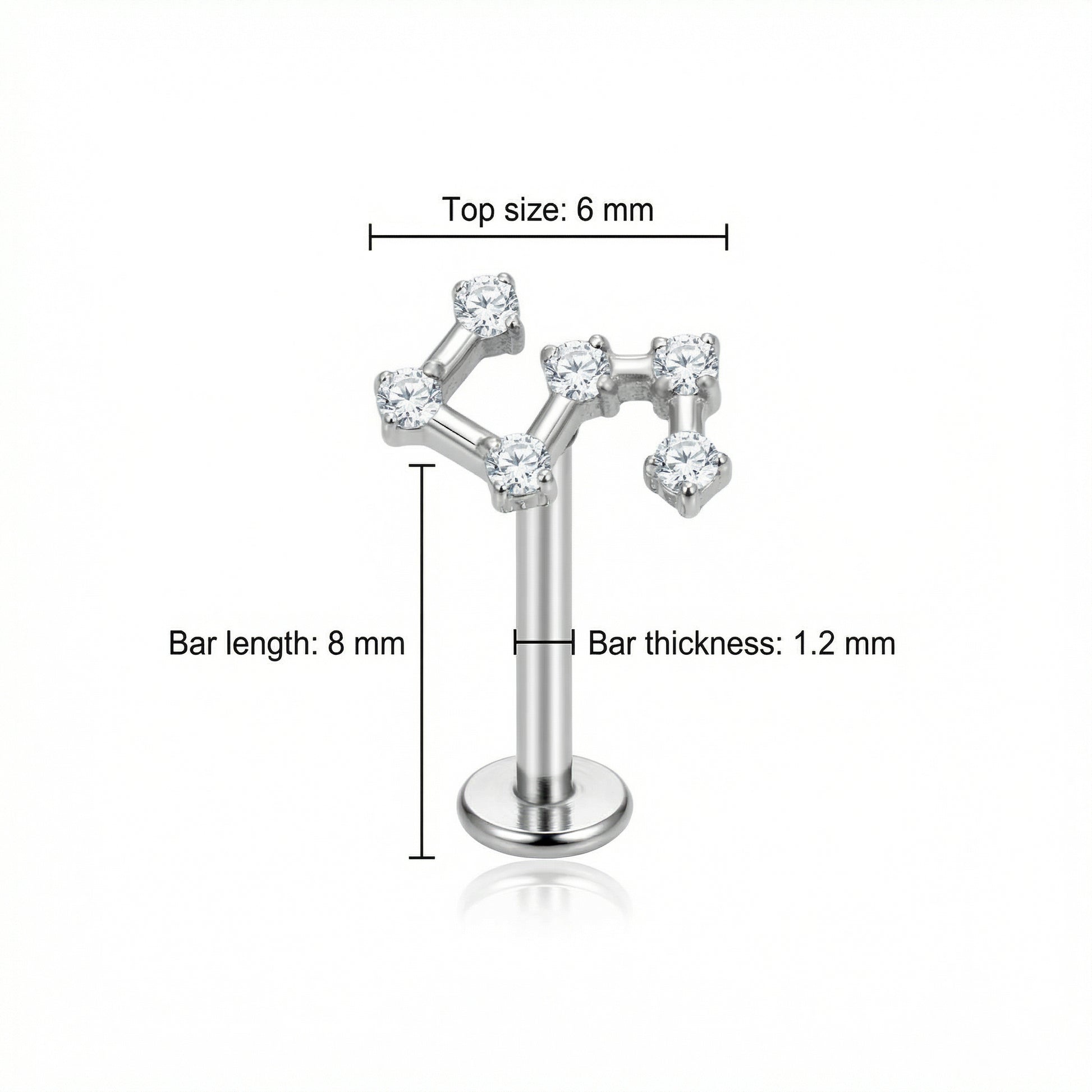 Star Hidden Helix Piercing - Dimensions blueprint for the