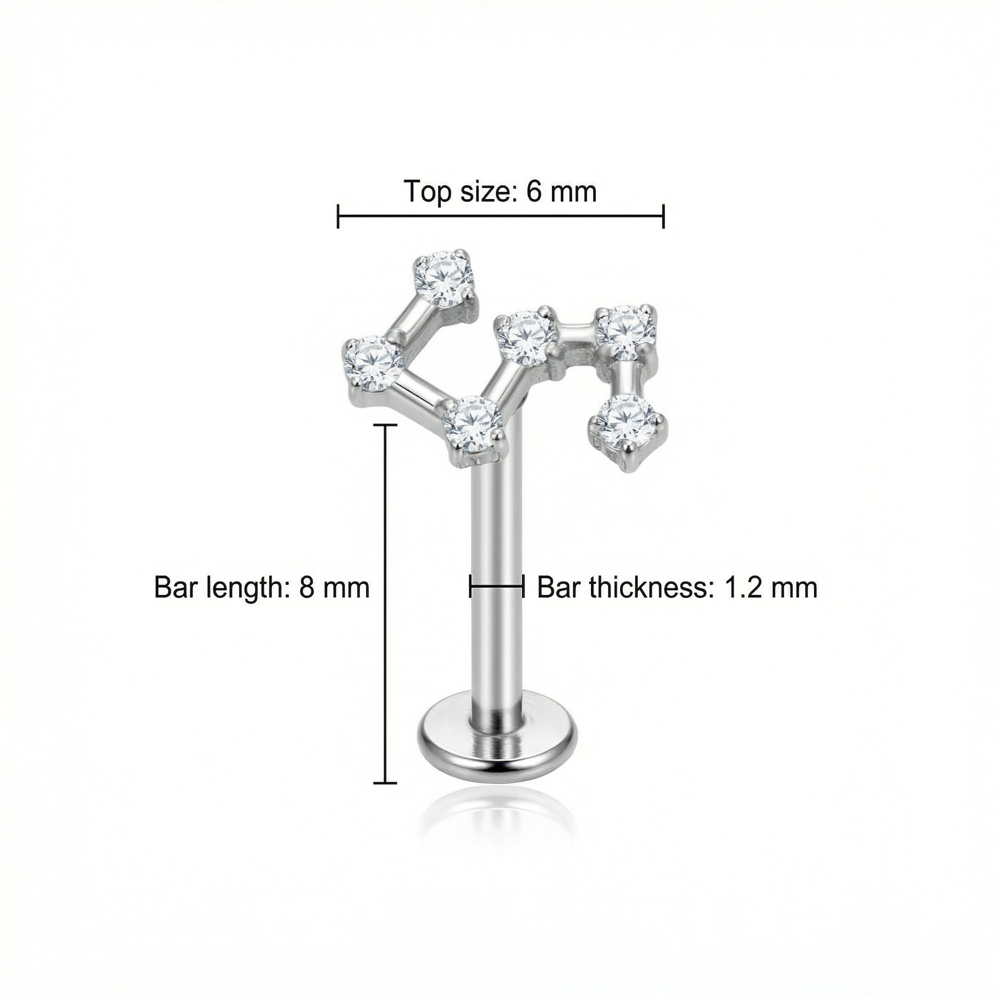 Star Hidden Helix Piercing - Dimensions blueprint for the