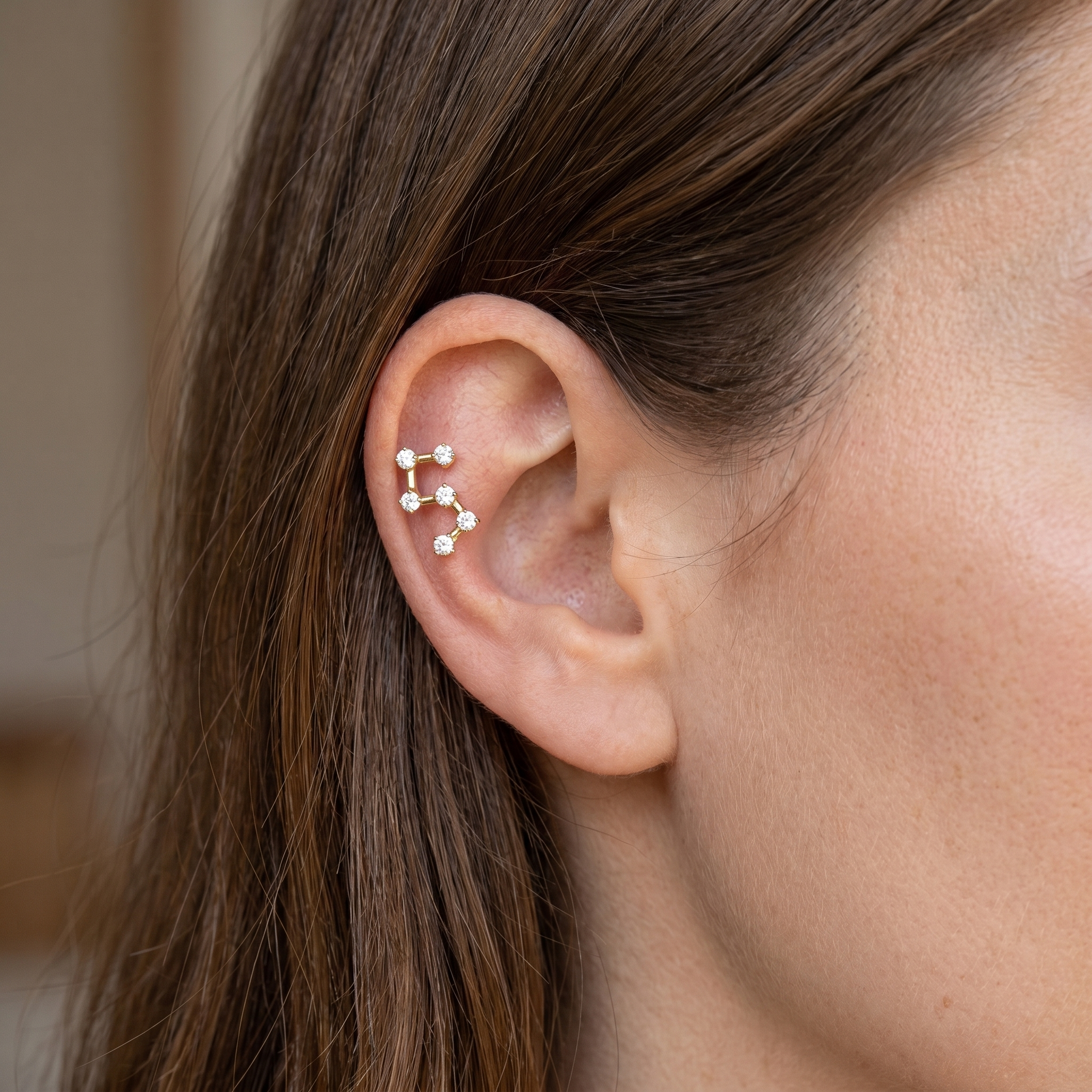 Star Hidden Helix Piercing - Gold star cluster zircon