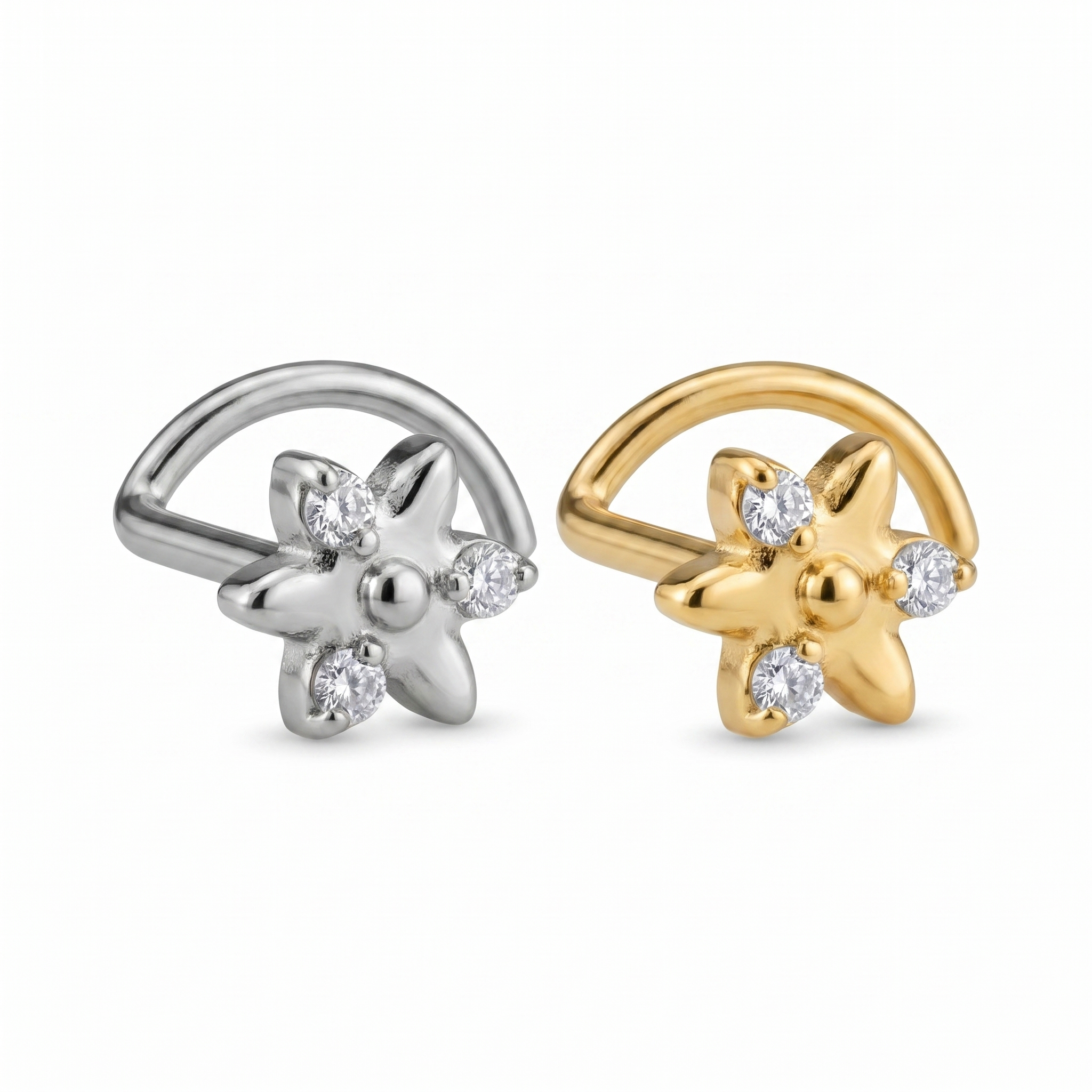 star nose stud close-up, nickel-free 20G nose jewelry