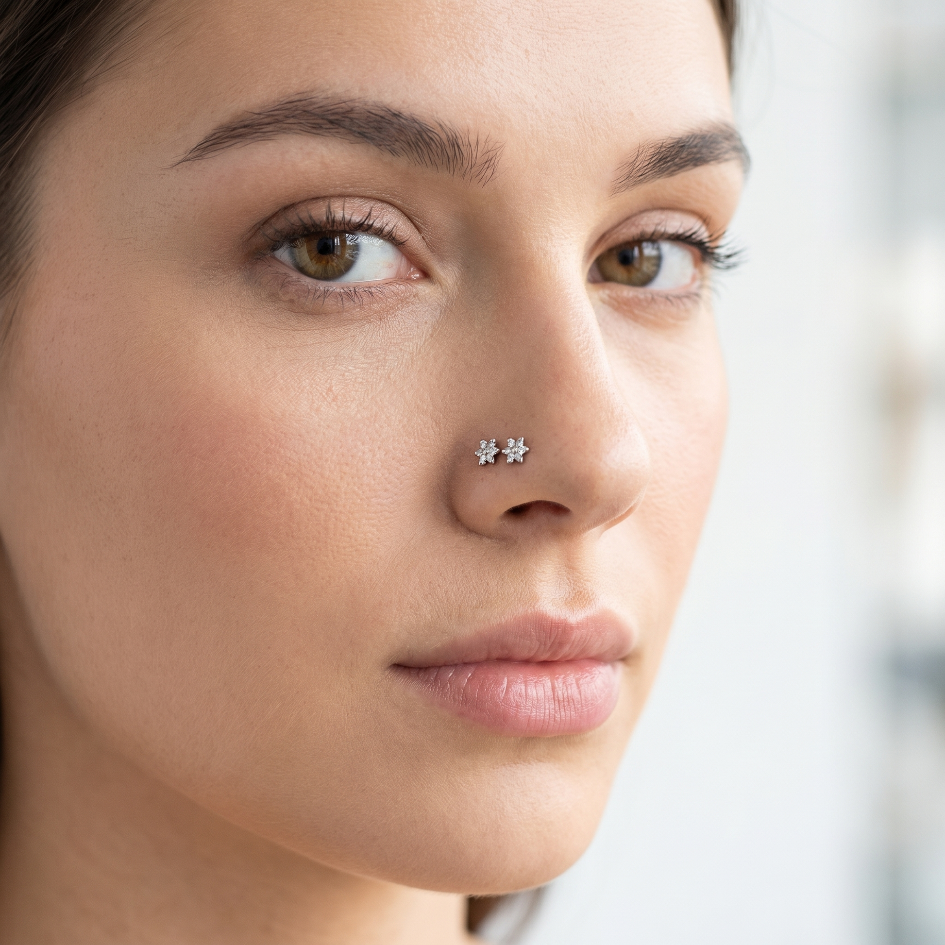 star nose stud product detail — gold and silver finish