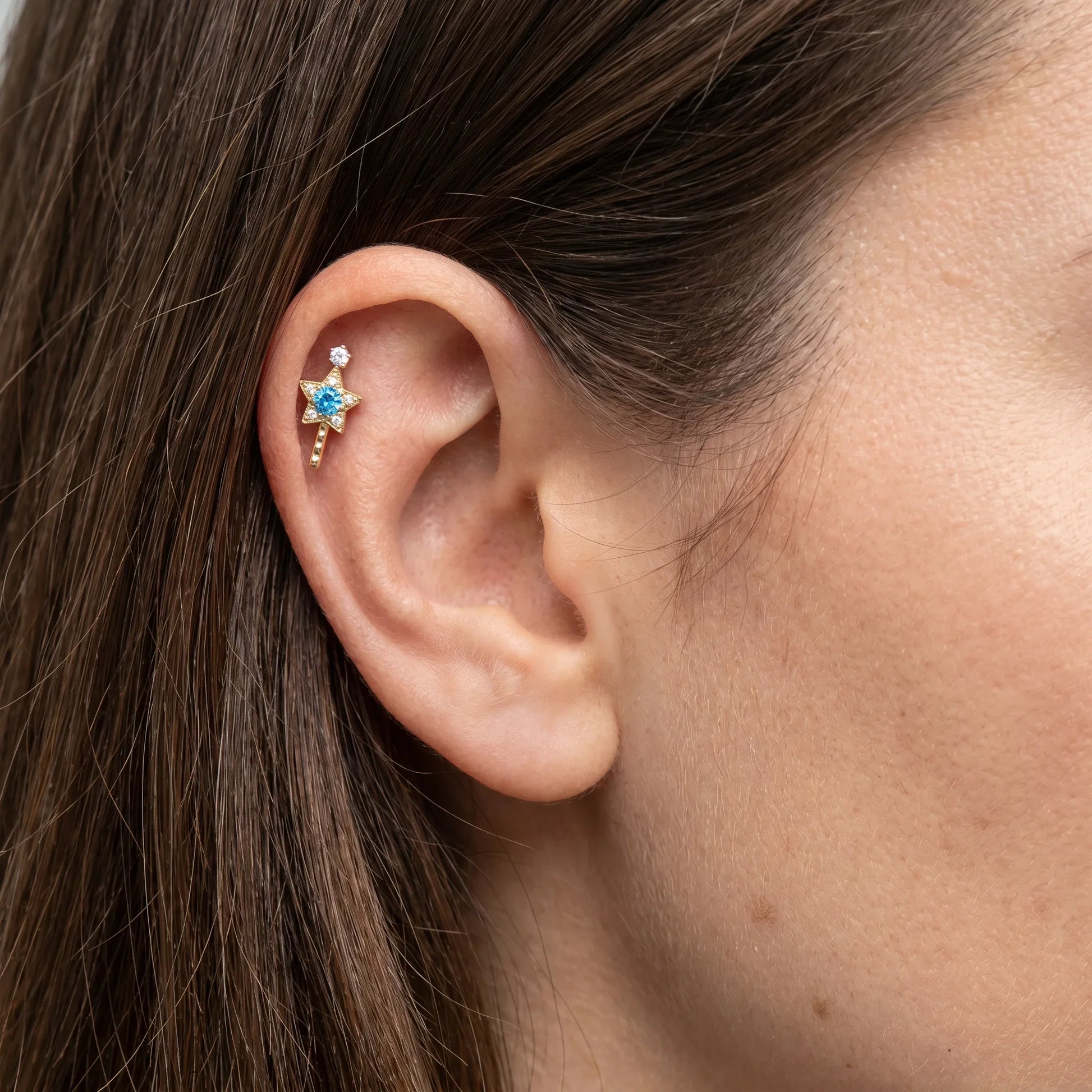 Star Front Helix Piercing · helix jewelry stud