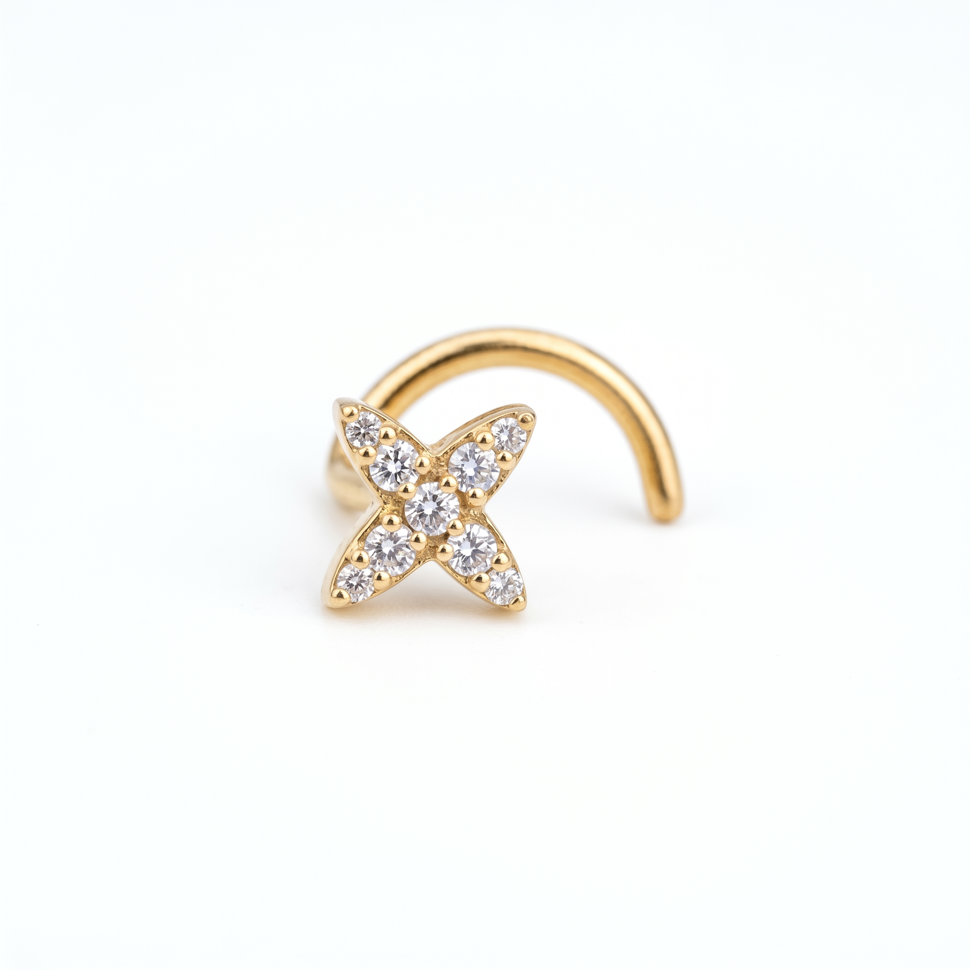 starburst nose stud in gold on a white background — G23 titanium 20G