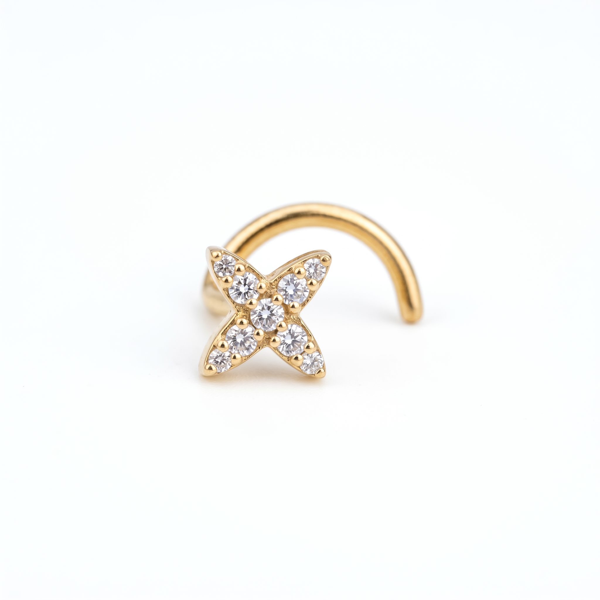 starburst nose stud in gold on a white background — G23 titanium 20G