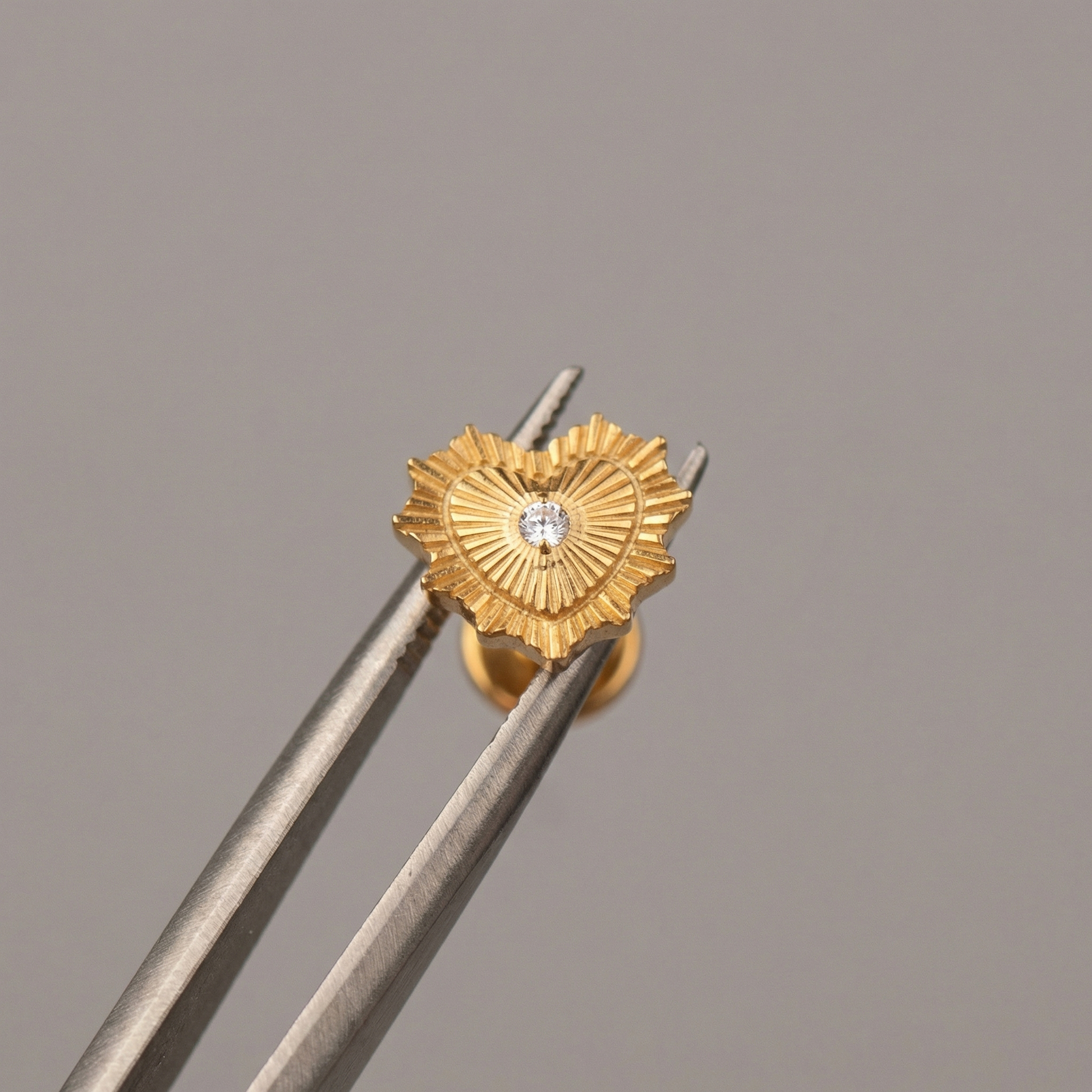 Sunburst Front Helix Piercing - Precision piercing tweezers holding