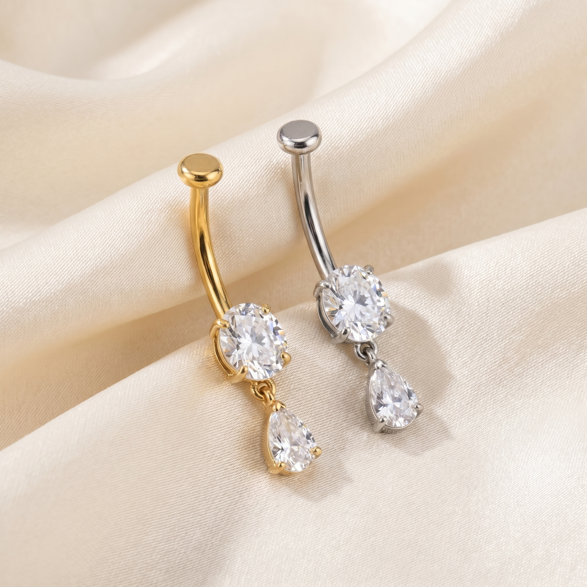 Belly Button Piercing Healing - Gold and silver teardrop