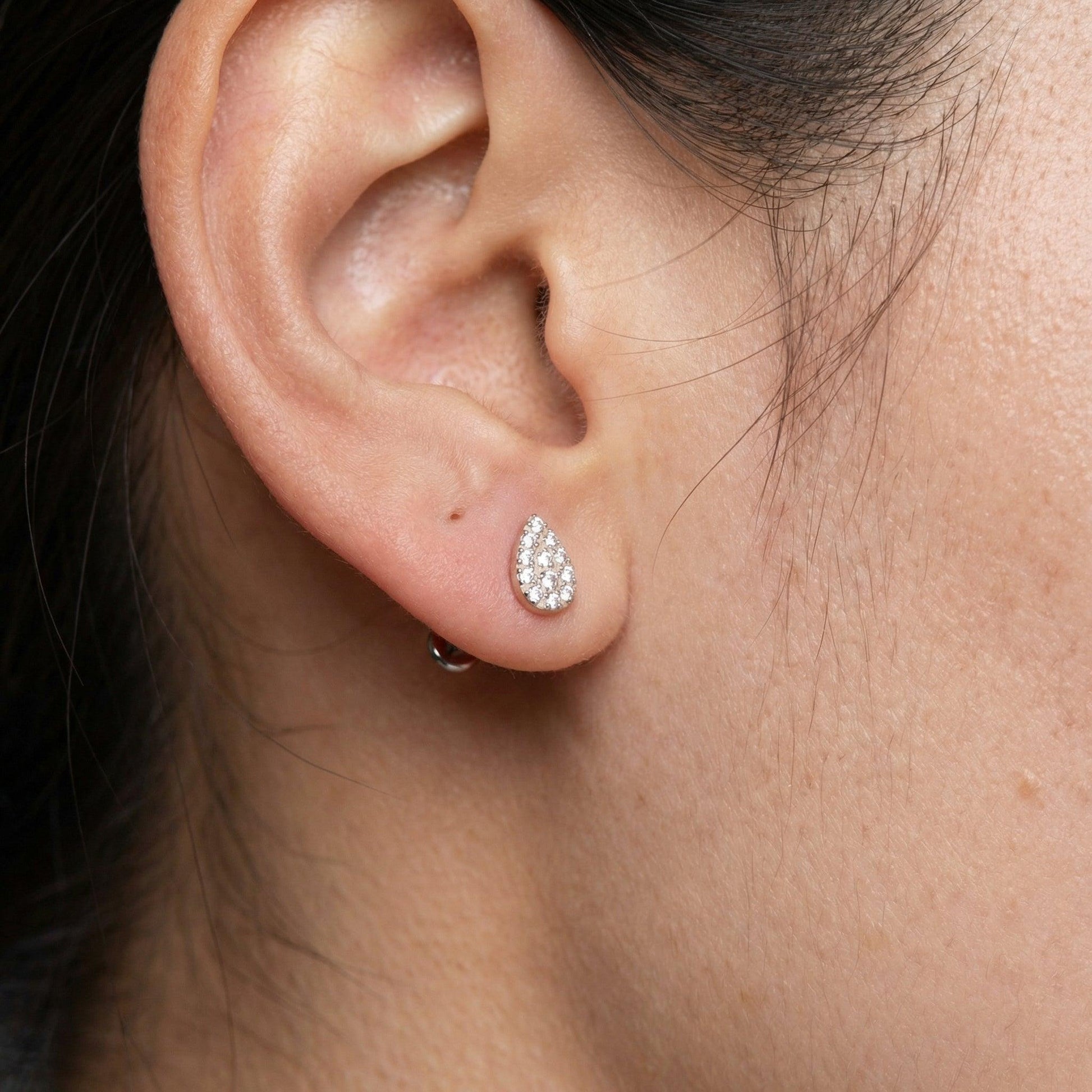 G23 Titanium Piercing - teardrop zircon stud piece, gift-ready