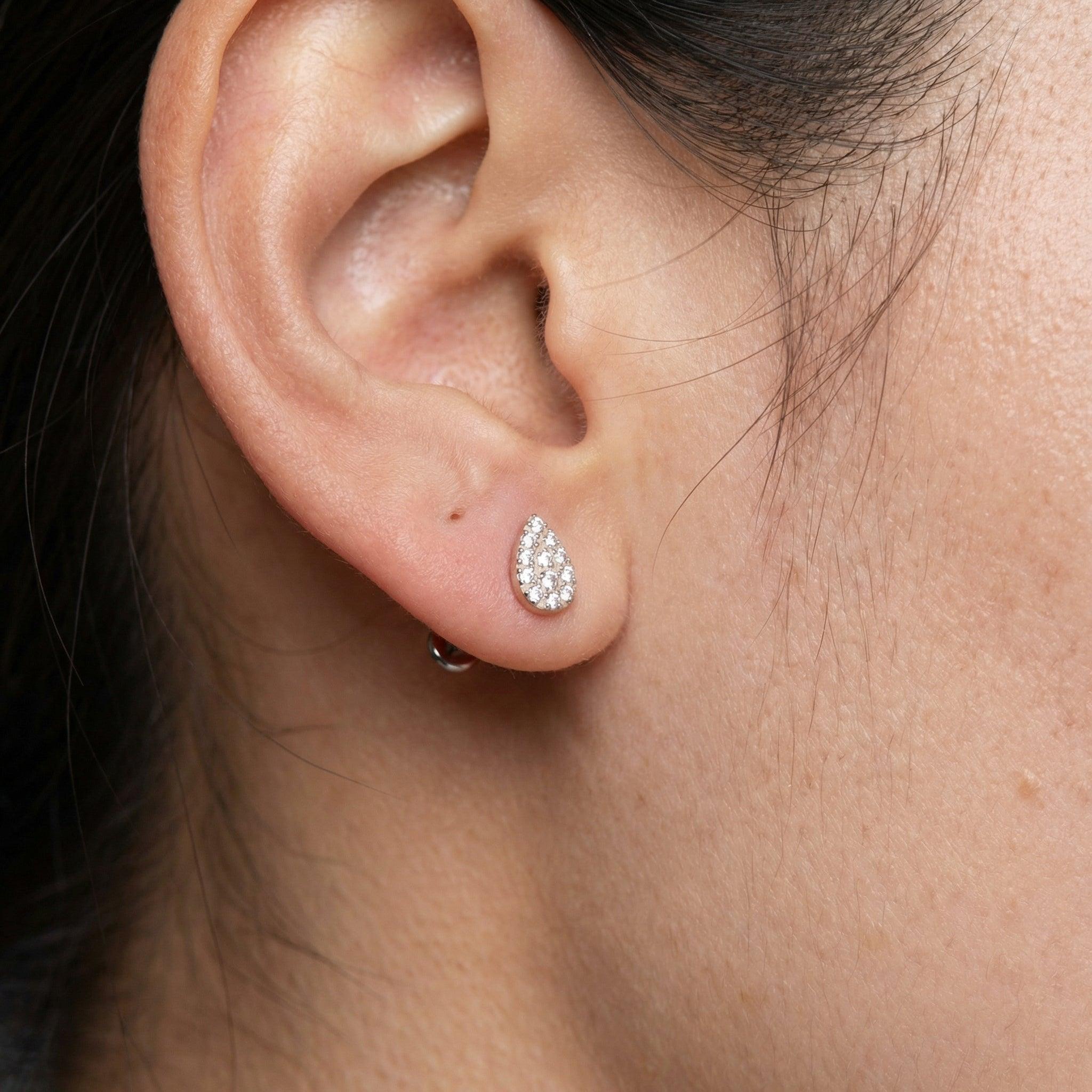 G23 Titanium Piercing - teardrop zircon stud piece, gift-ready