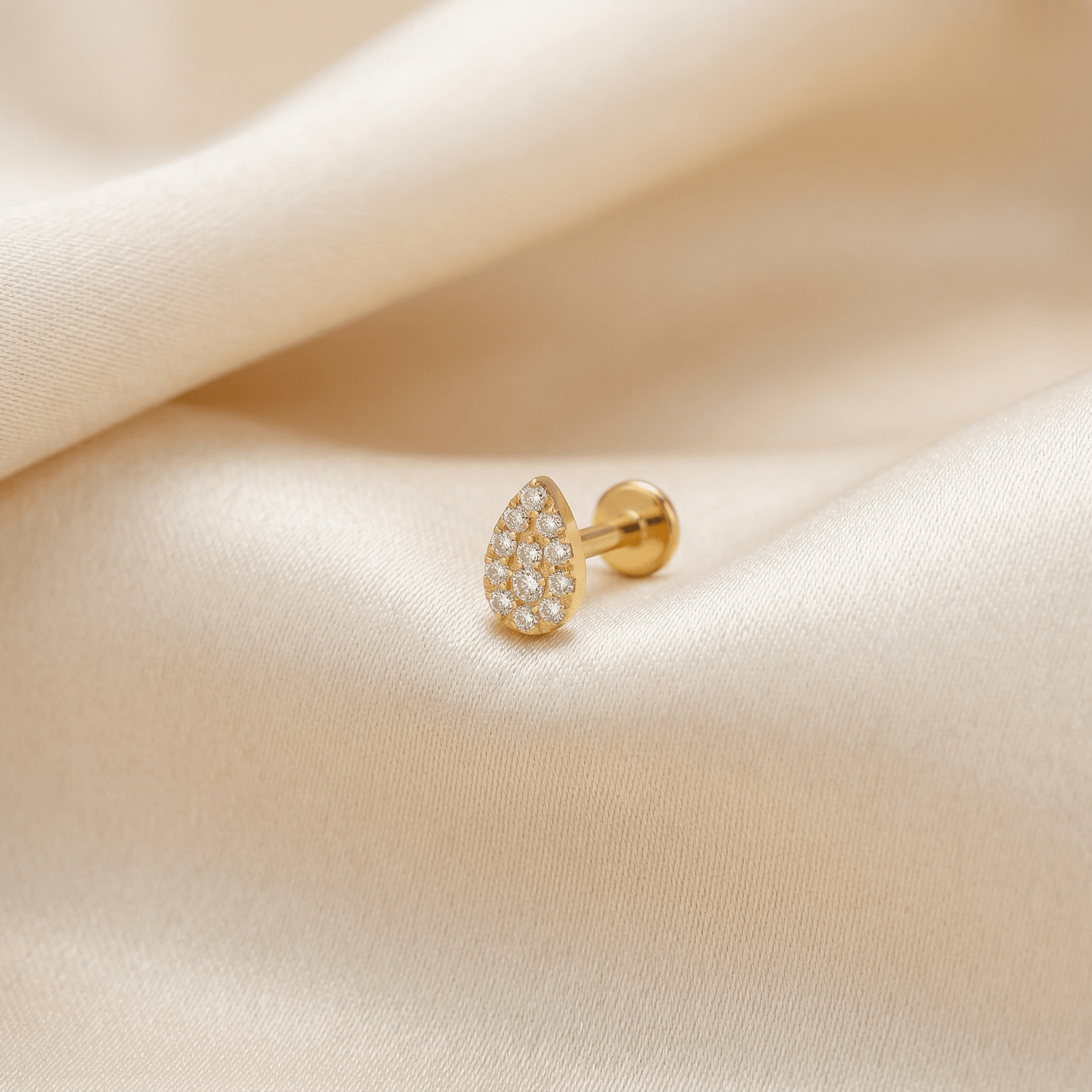 Forward Helix Piercing Jewelry - Single gold teardrop jewelry