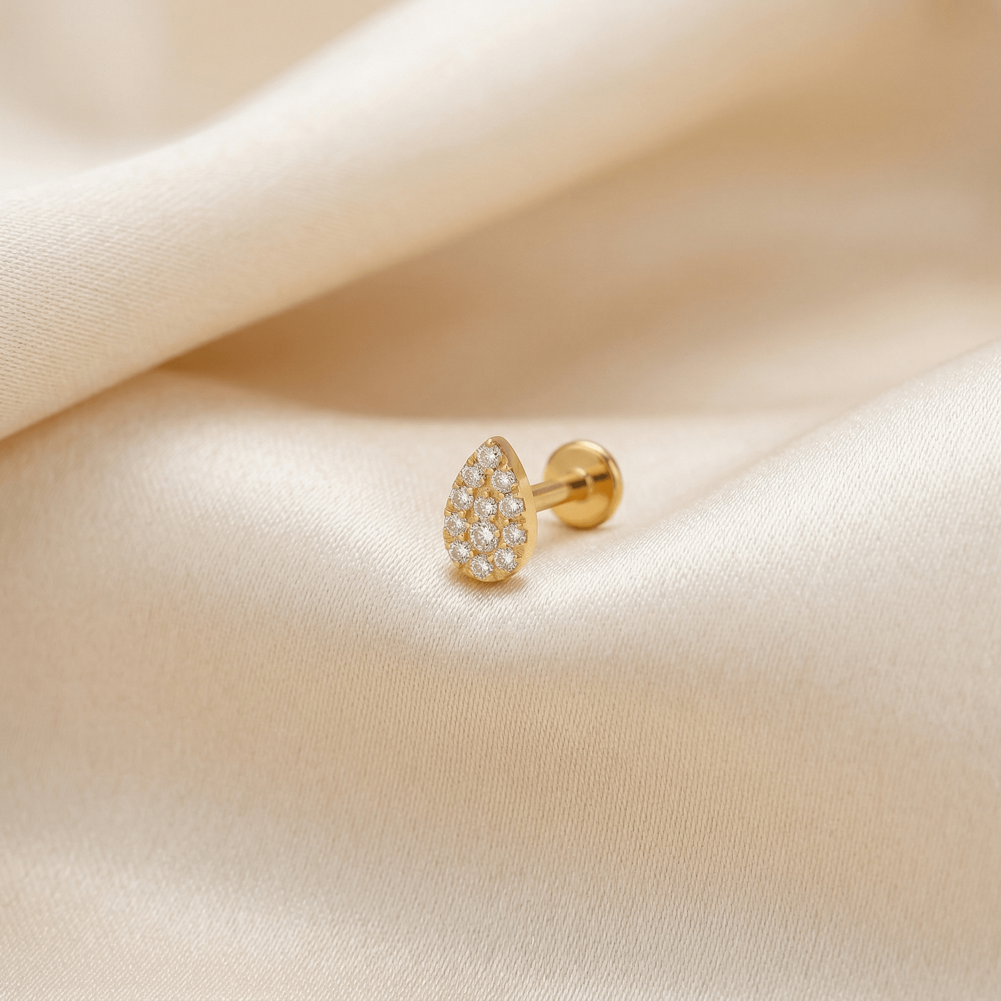 Forward Helix Piercing Jewelry - Single gold teardrop jewelry