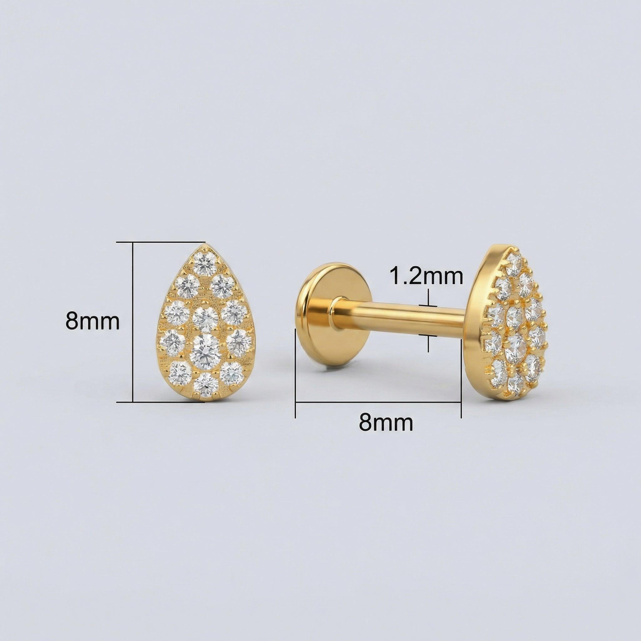 Forward Helix Piercing Jewelry - Dimensions blueprint for the