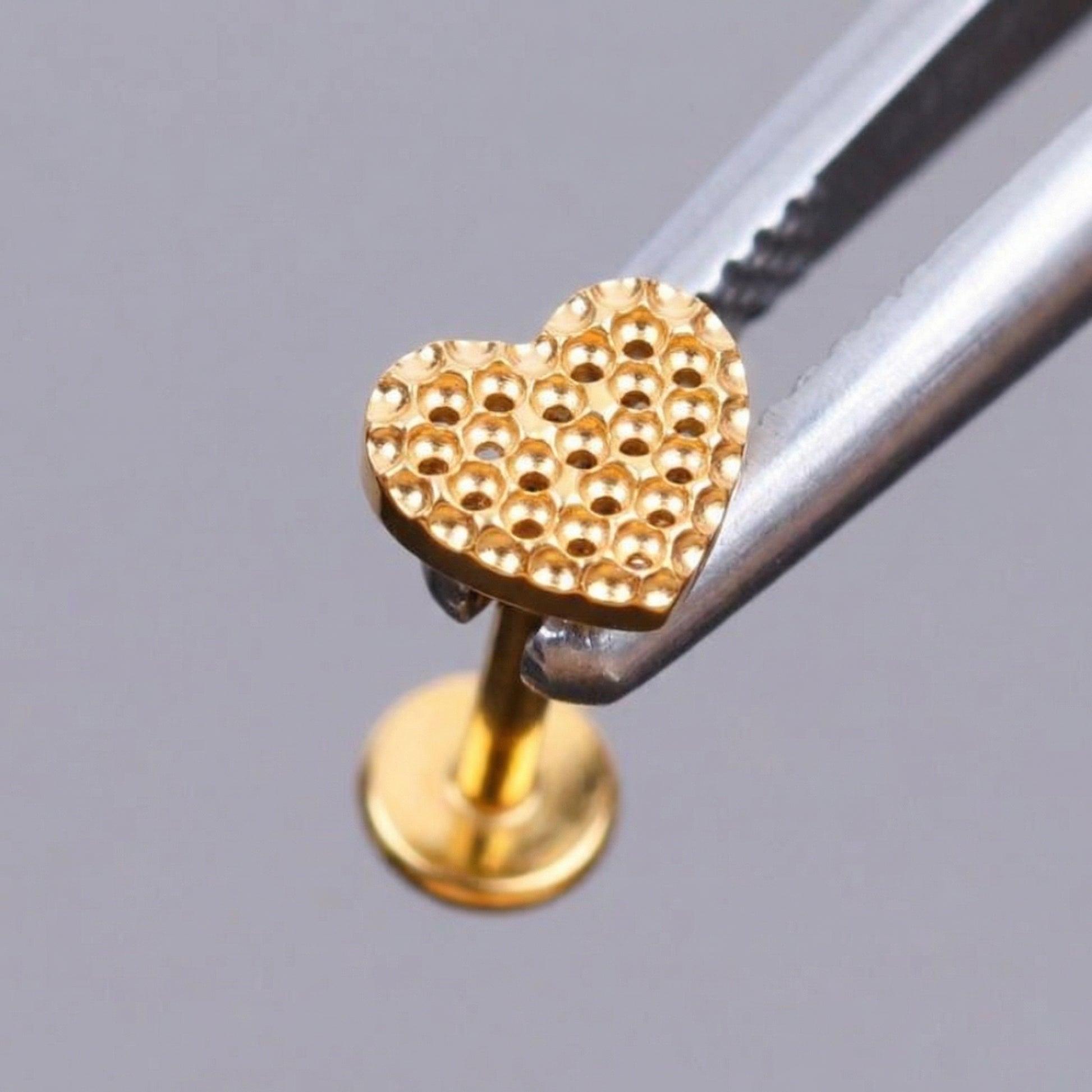 Textured Front Helix Piercing - Gold medical-grade titanium stud