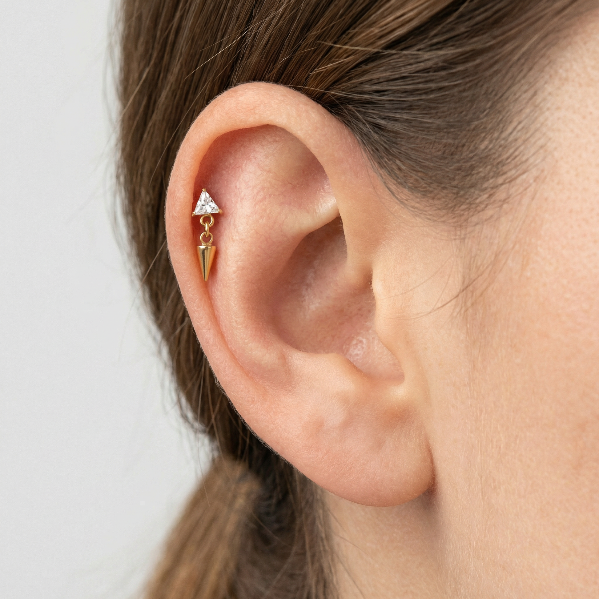 Triangle Front Helix Piercing · helix jewelry stud