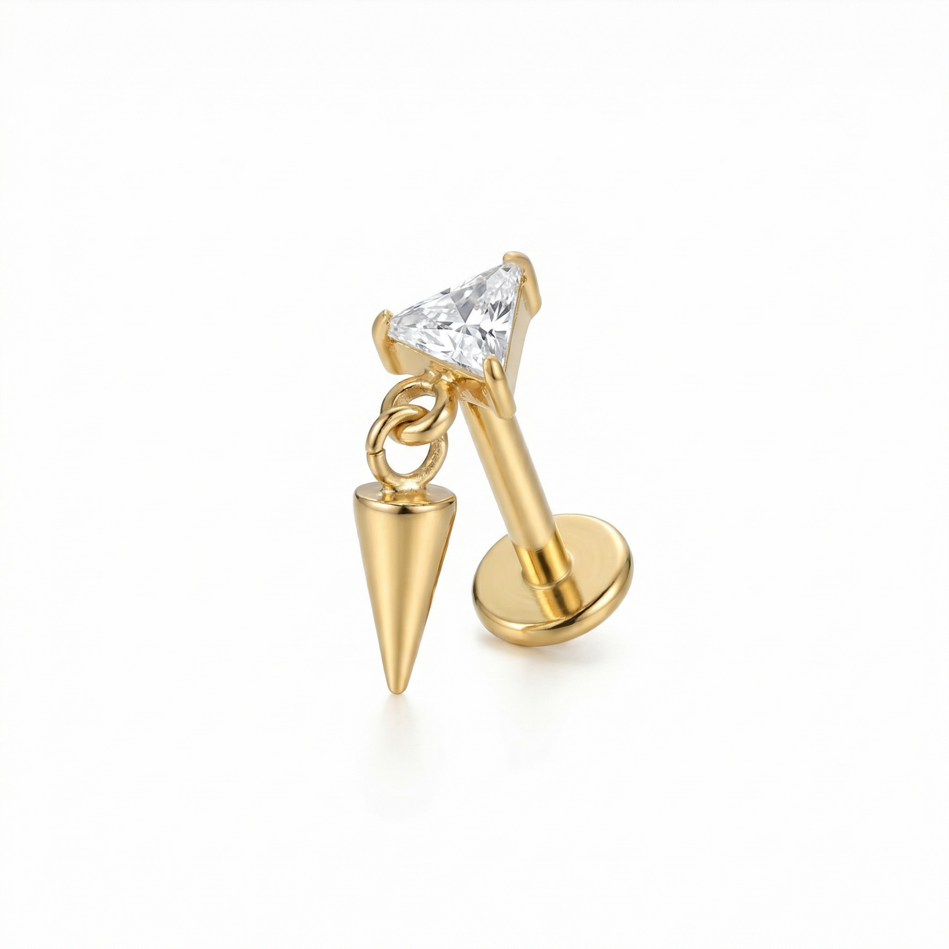 Triangle Front Helix Piercing - 16G G23 titanium gold