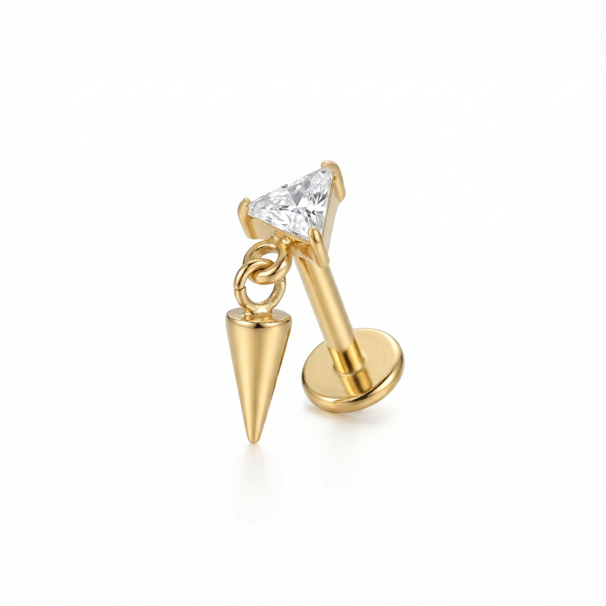 Triangle Front Helix Piercing - 16G G23 titanium gold