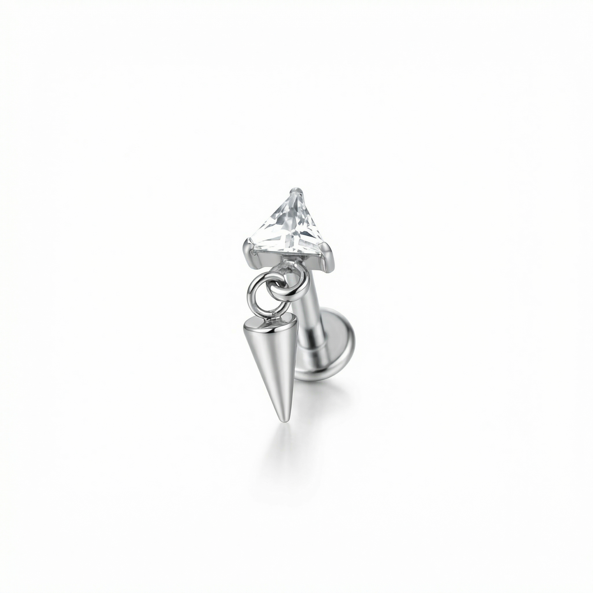 Triangle Front Helix Piercing - 16G G23 titanium silver