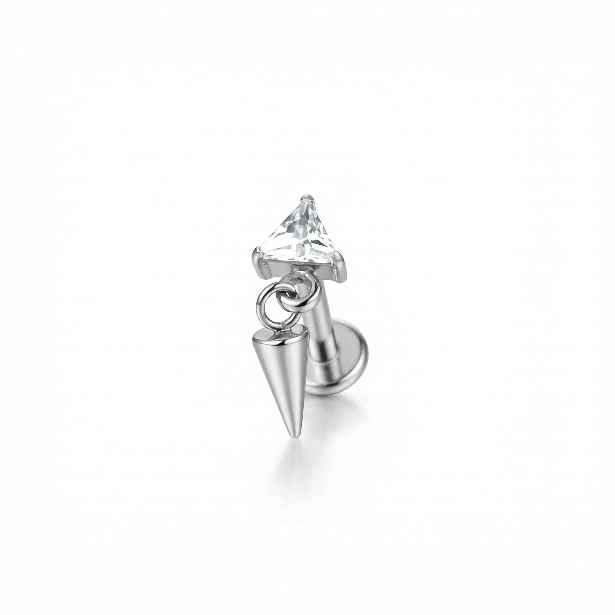 Triangle Front Helix Piercing - 16G G23 titanium silver