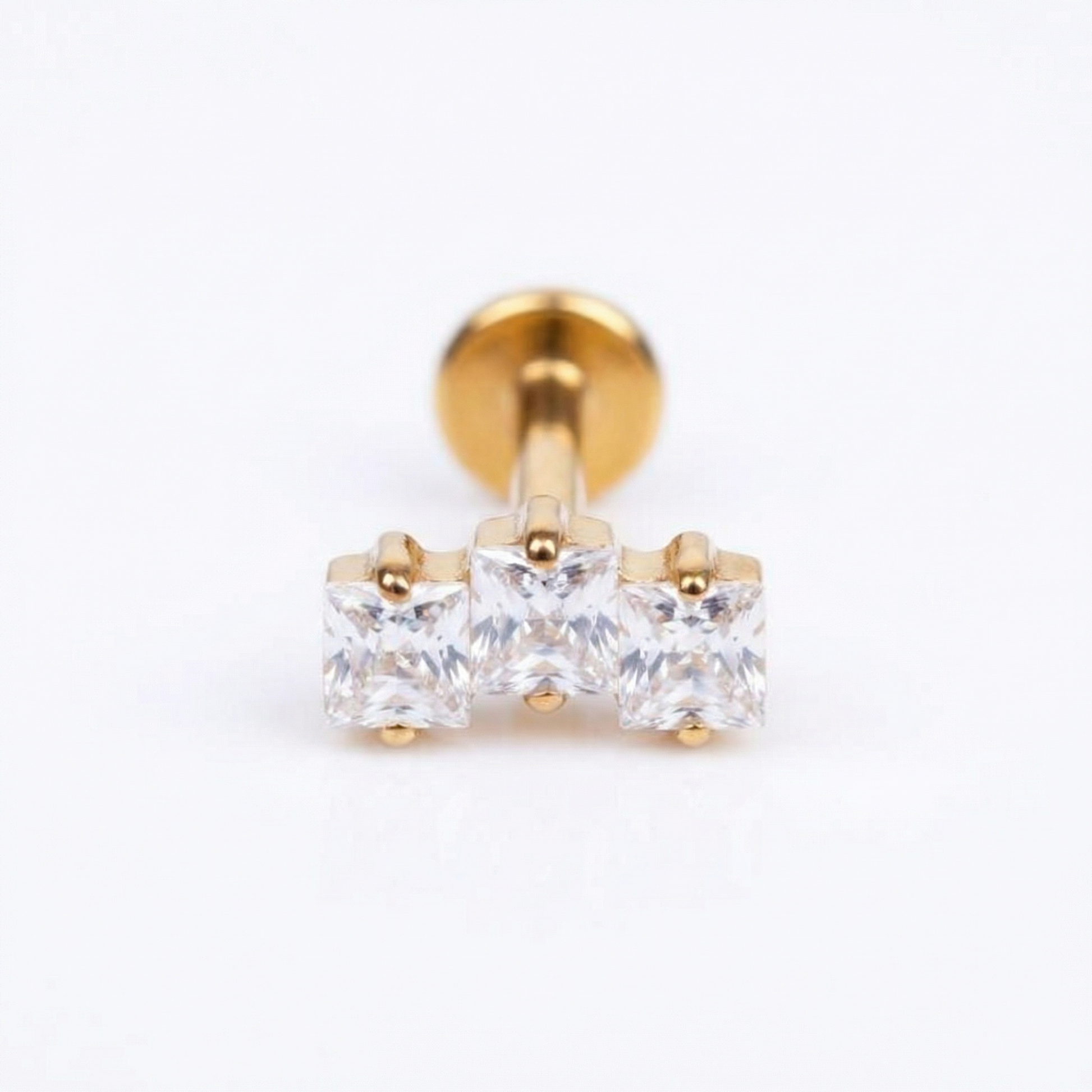 Zircon Helix Ear Piercing - Single gold titanium isolated