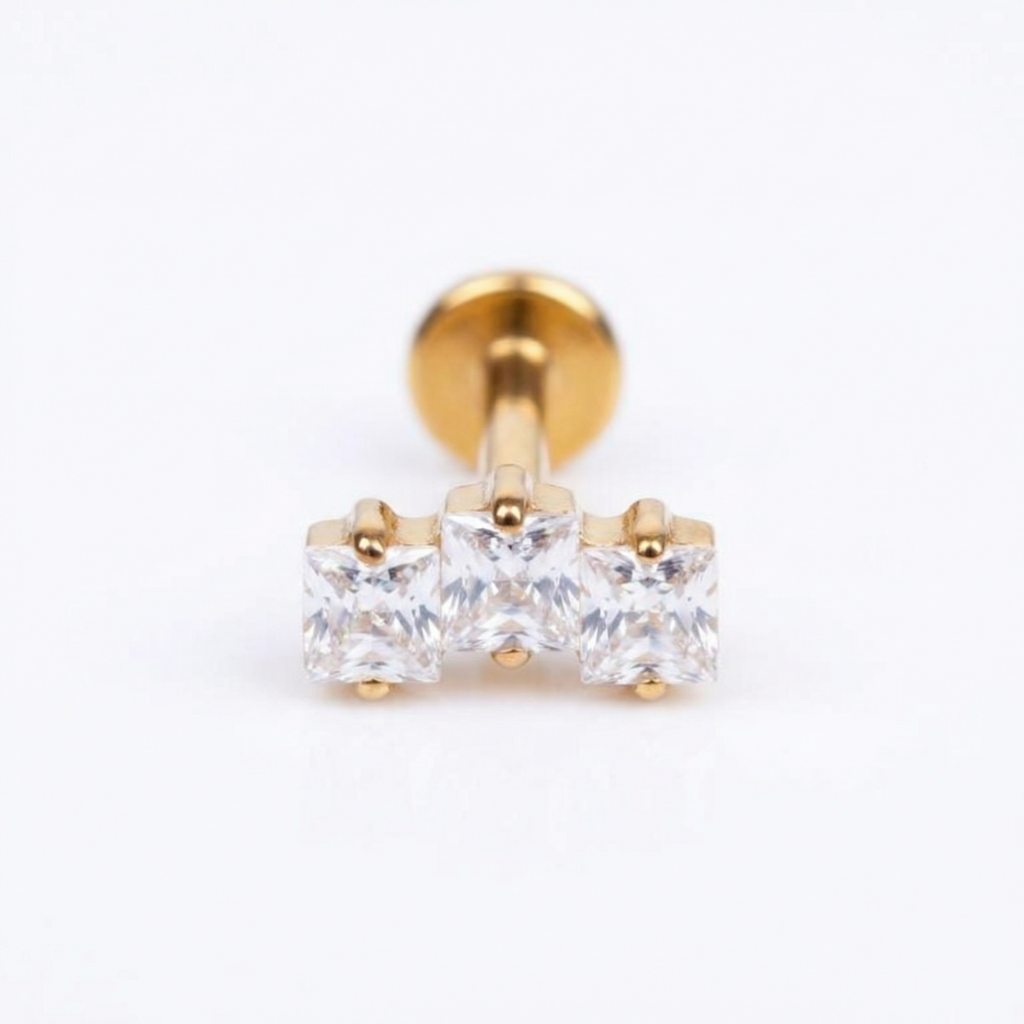 Zircon Helix Ear Piercing - Single gold titanium isolated