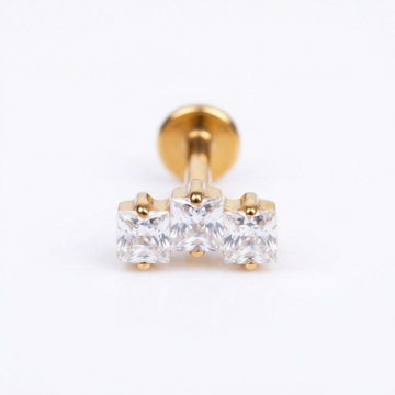Zircon Helix Ear Piercing - Single gold titanium isolated