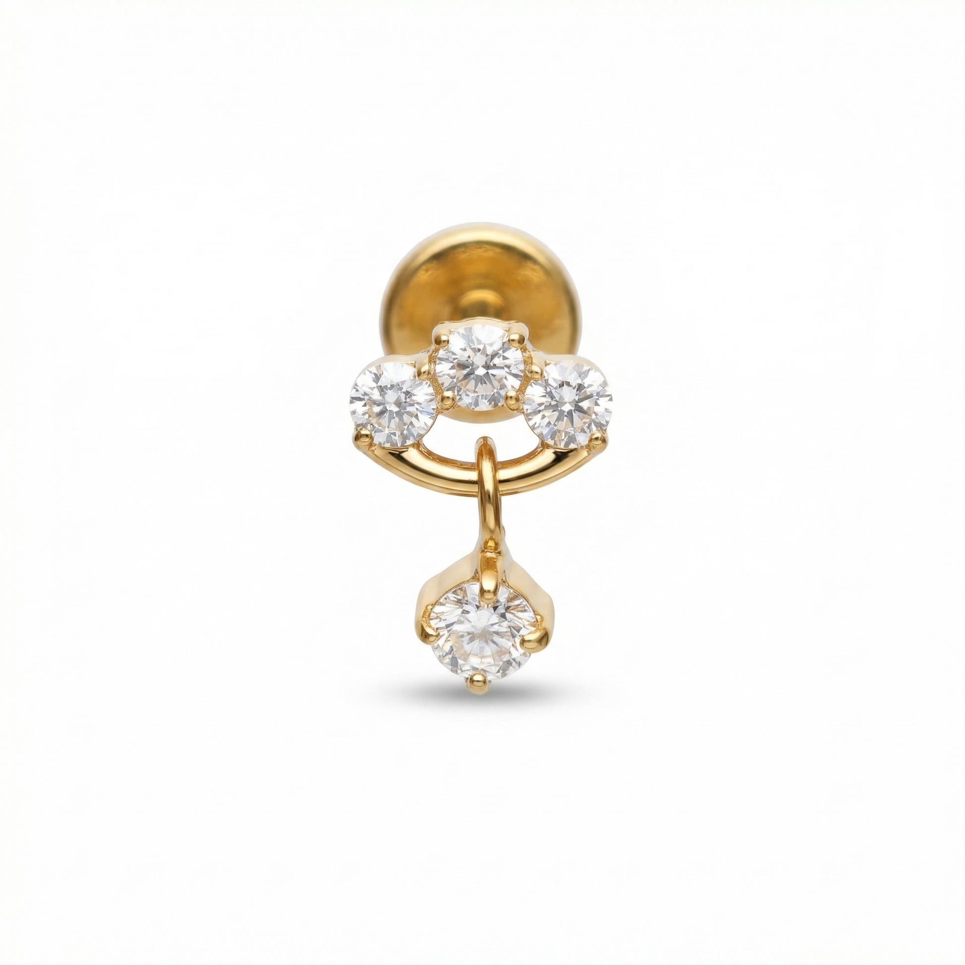 Zircon Forward Helix Piercing - 16G G23 titanium gold