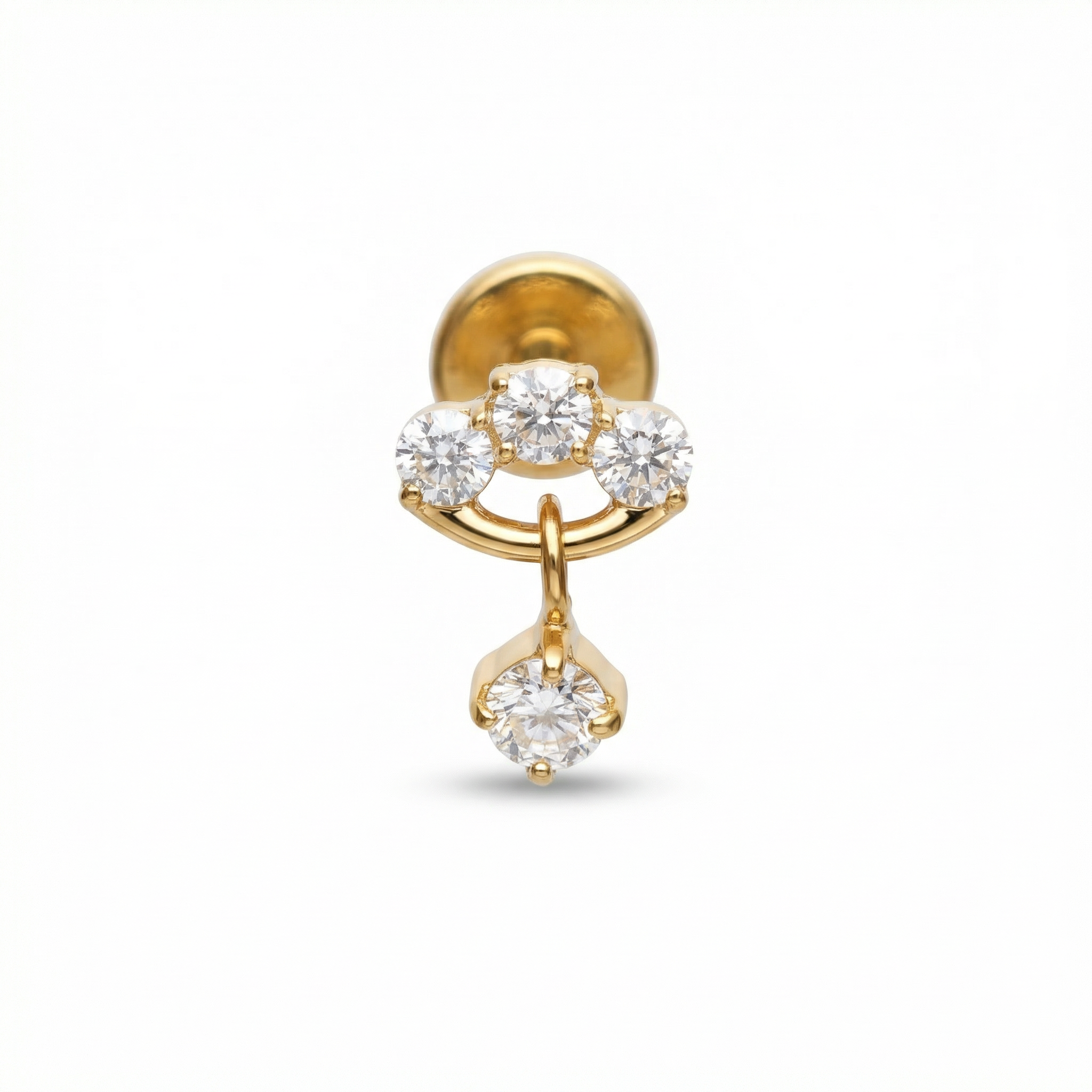 Zircon Forward Helix Piercing - 16G G23 titanium gold