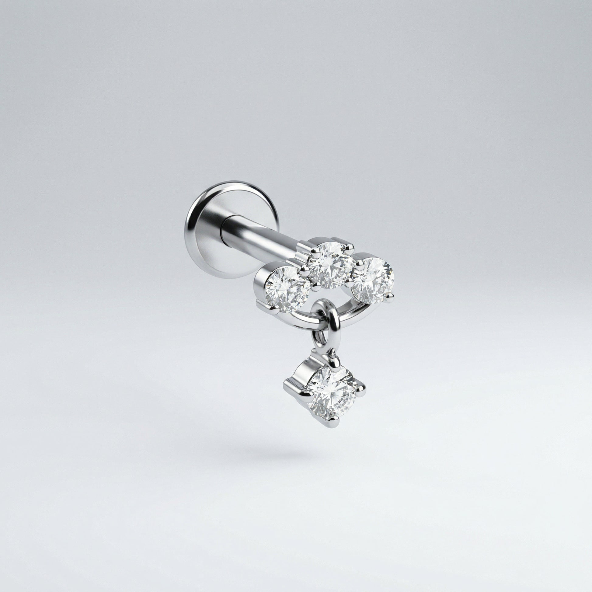 Zircon Forward Helix Piercing - 16G G23 titanium silver