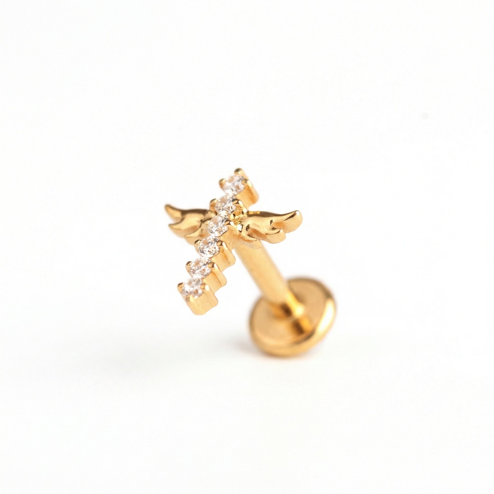 Double Helix Ear Piercing Jewelry - Gold G23 titanium winged