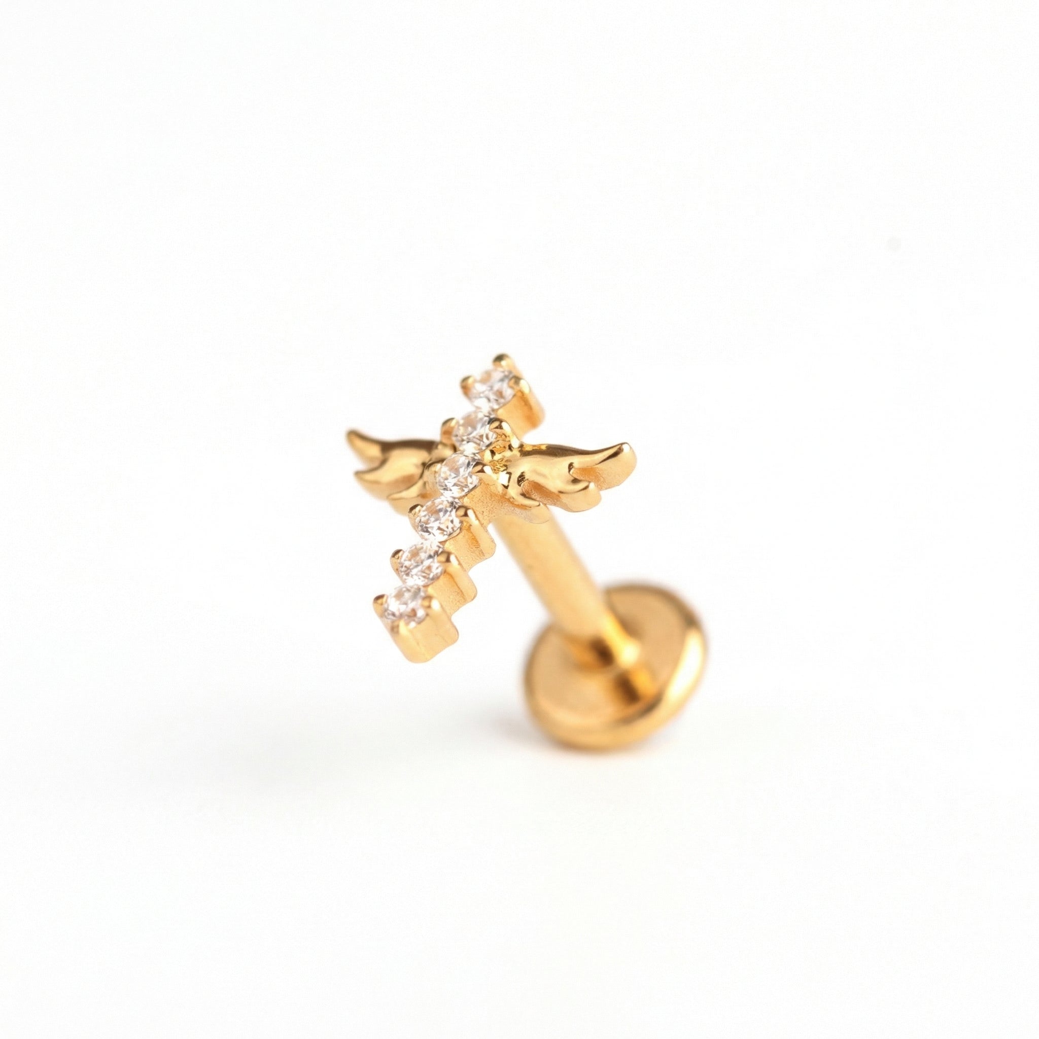 Double Helix Ear Piercing Jewelry - Gold G23 titanium winged