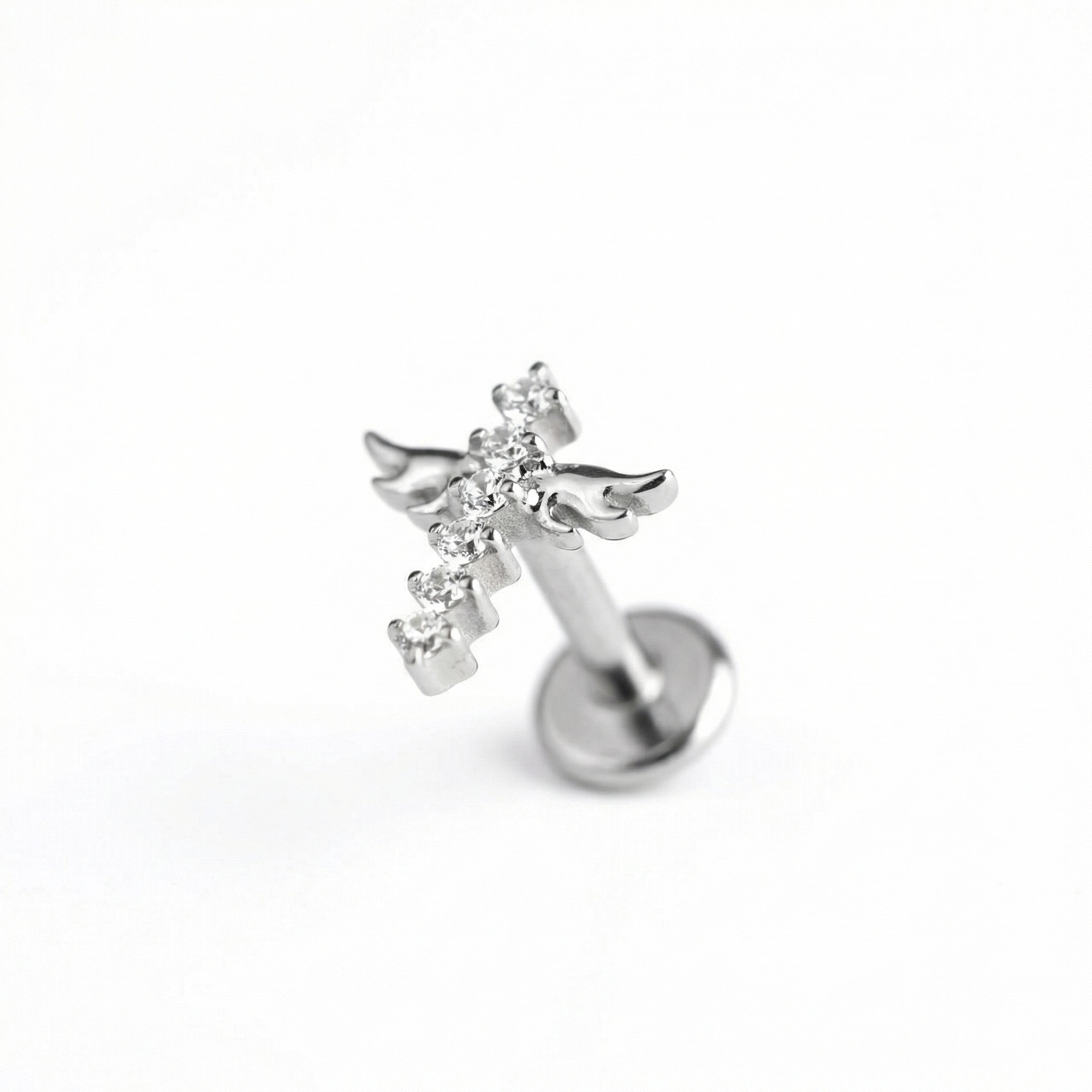 Double Helix Ear Piercing Jewelry - Silver G23 titanium winged