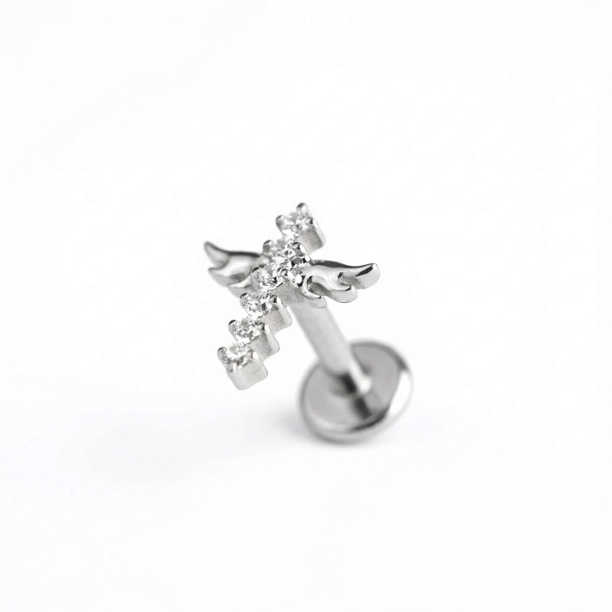 Double Helix Ear Piercing Jewelry - Silver G23 titanium winged