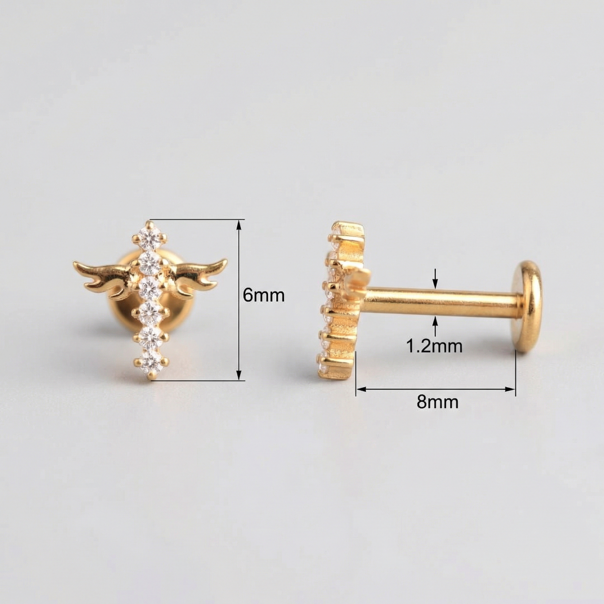 Double Helix Ear Piercing Jewelry - Diagram of a gold