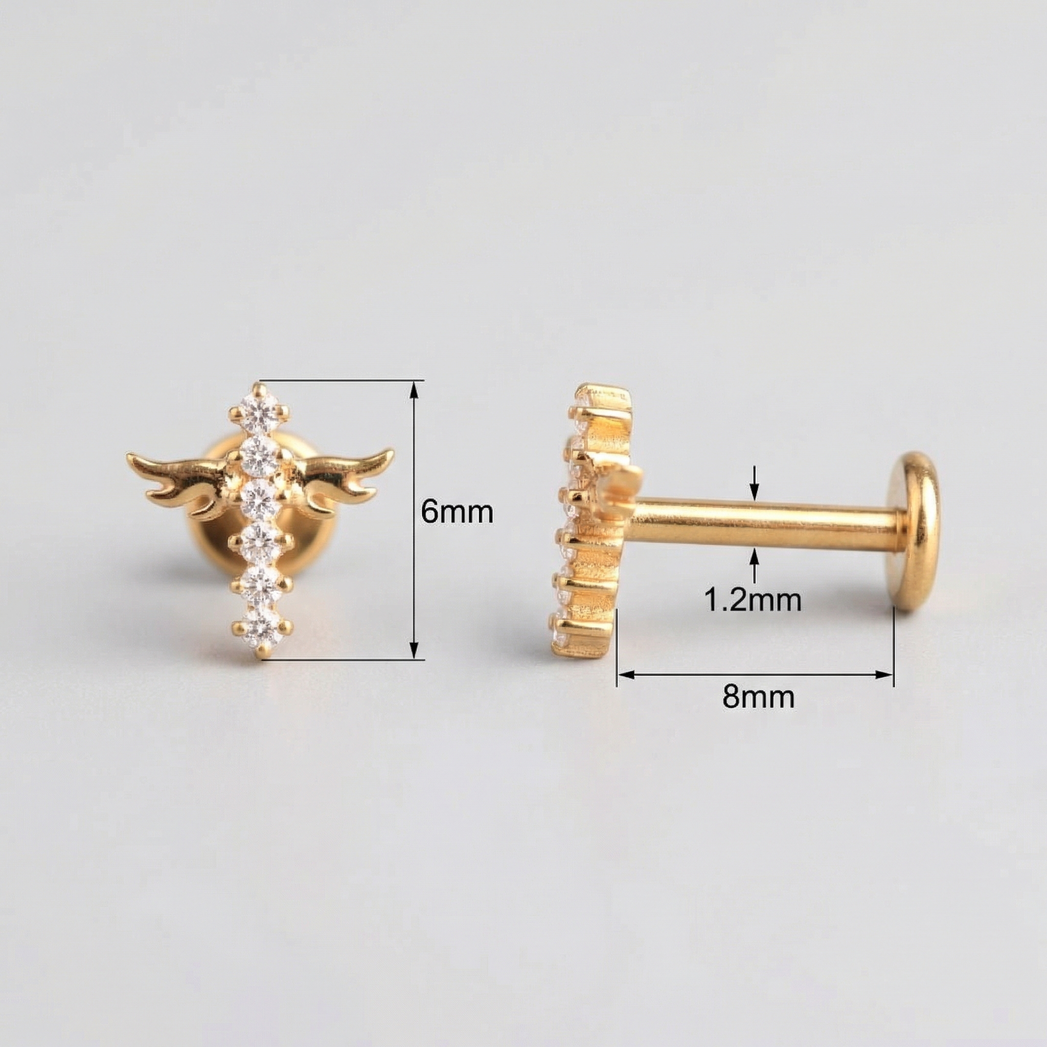 Double Helix Ear Piercing Jewelry - Diagram of a gold