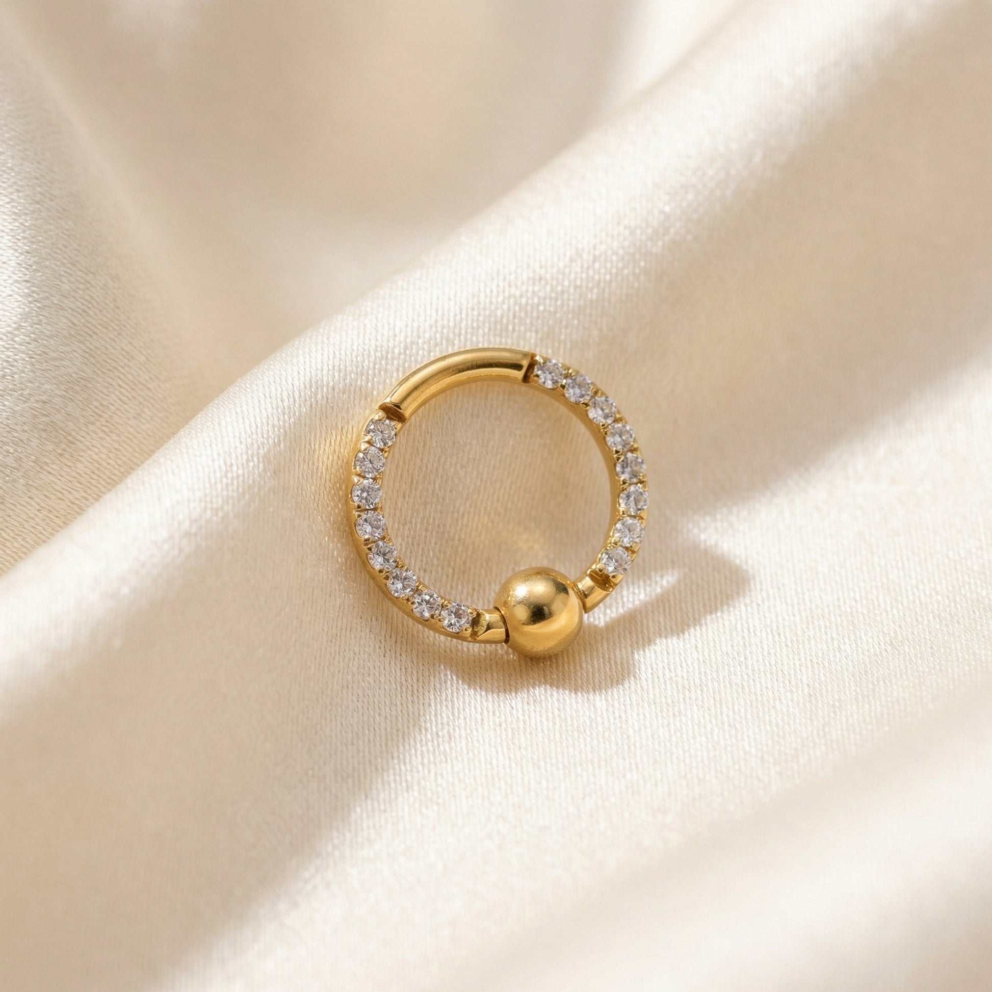 Earrings For A Daith Piercing - Gold zircon center bead