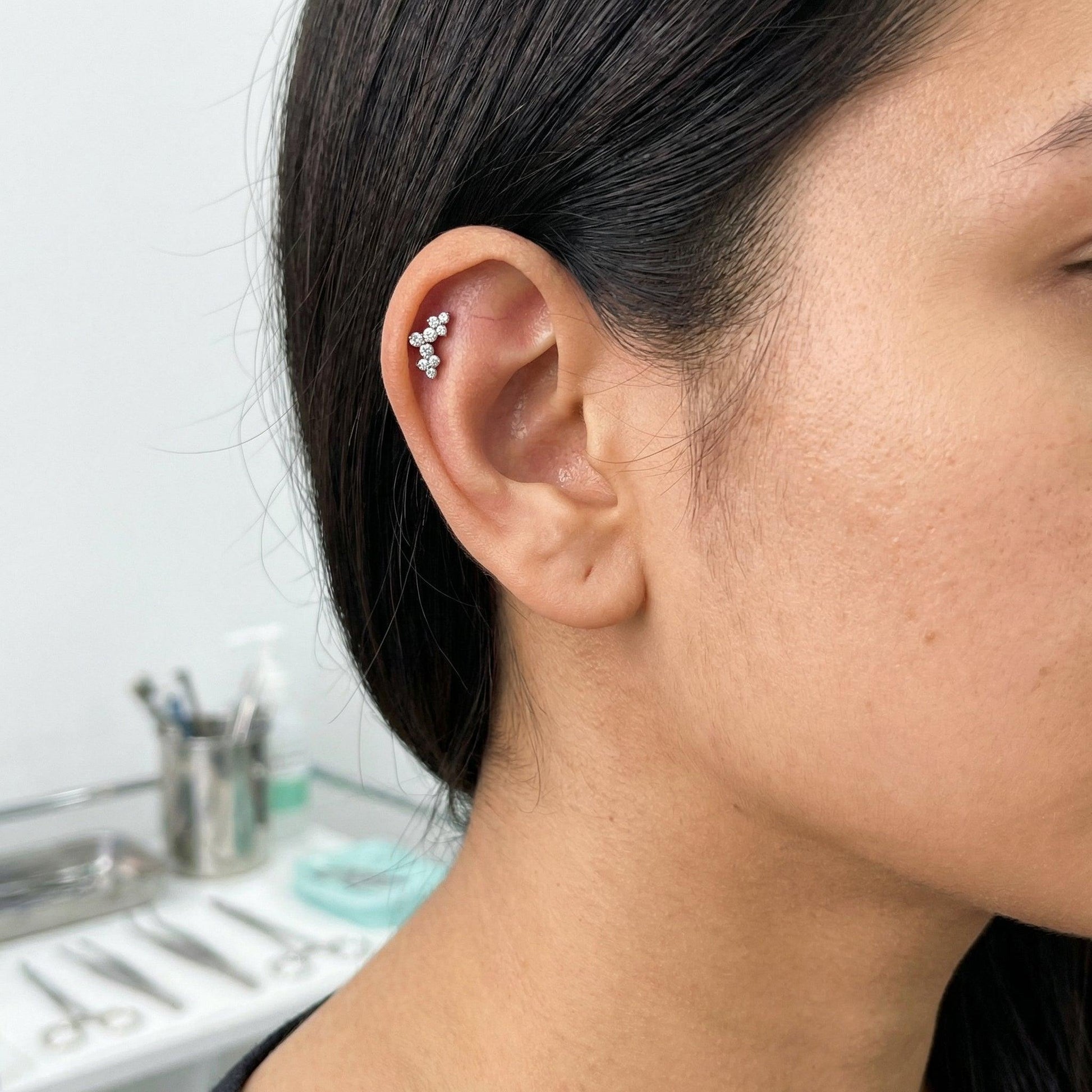 Triple Helix Cartilage Piercing · helix jewelry stud
